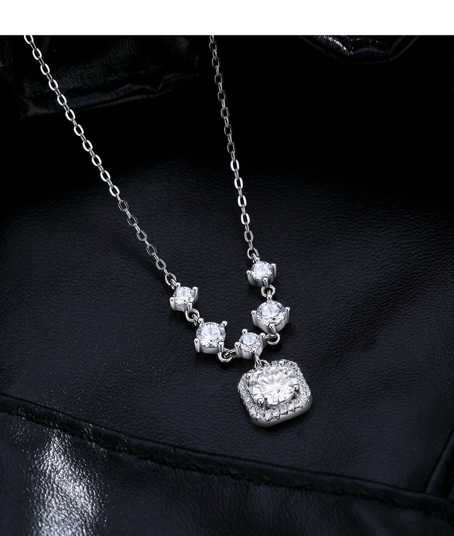 MODIAN D Color Moissanite 925 Sterling Silver Luxury Geometric Charm Necklace Bracelet For Women Wedding Statement Jewelry Set