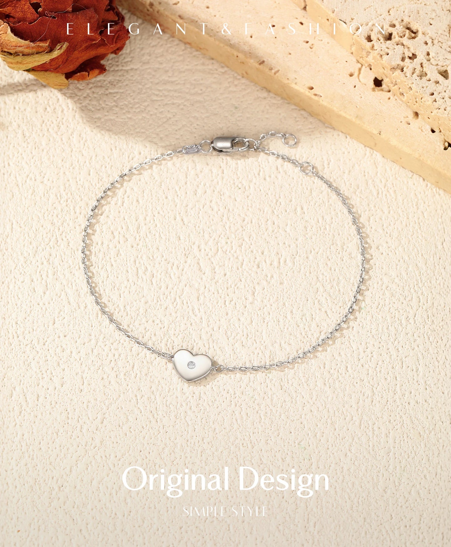 MODIAN D Color Moissanite Bracelet 925 Sterling Silver Simple Heart Daily Link Chain Bracelet For Women Fine Jewelry With Box