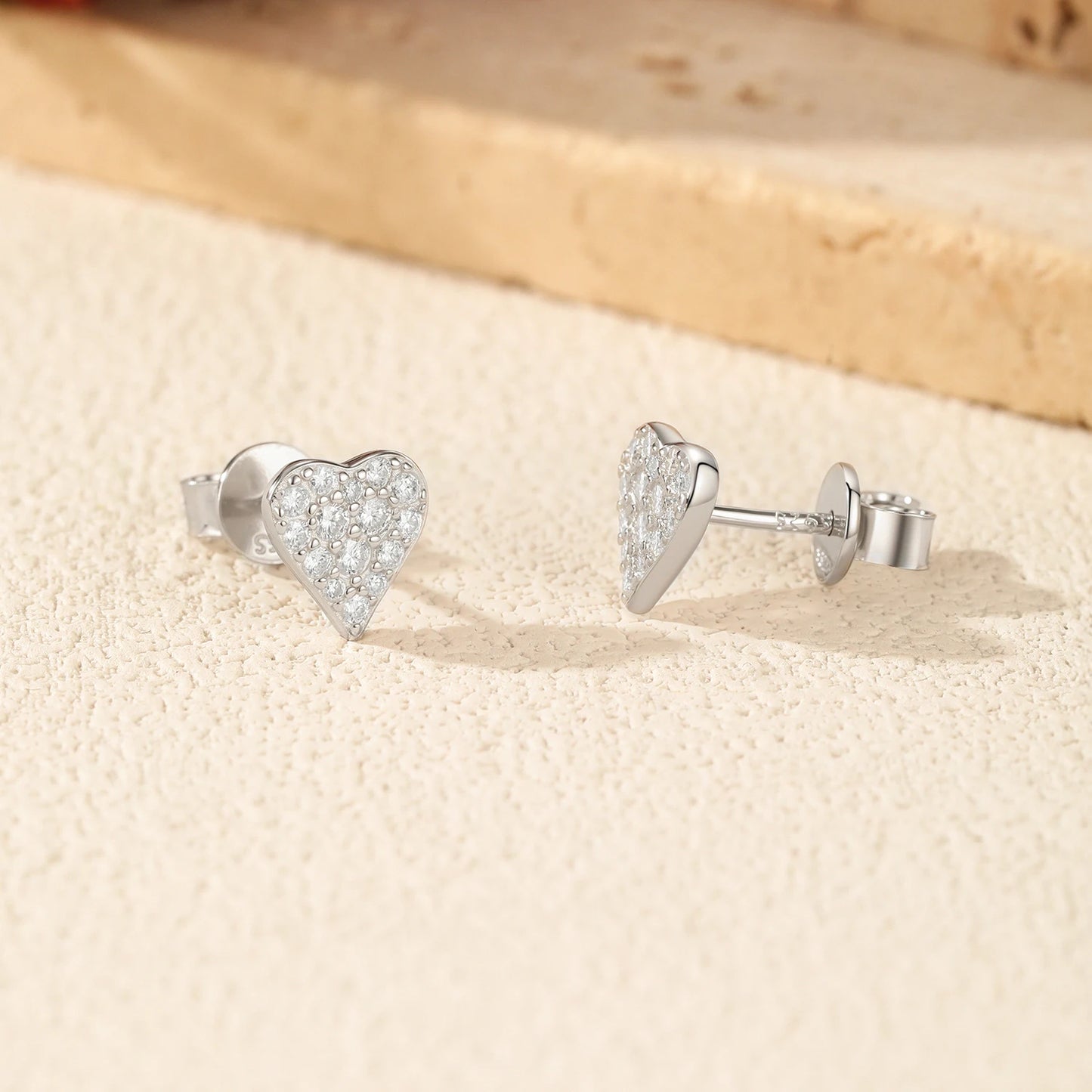 MODIAN D Color Moissanite Simple Daily Wear Ear Studs 925 Sterling Silver Heart Small Stud Earrings For Women Fine Party Jewelry