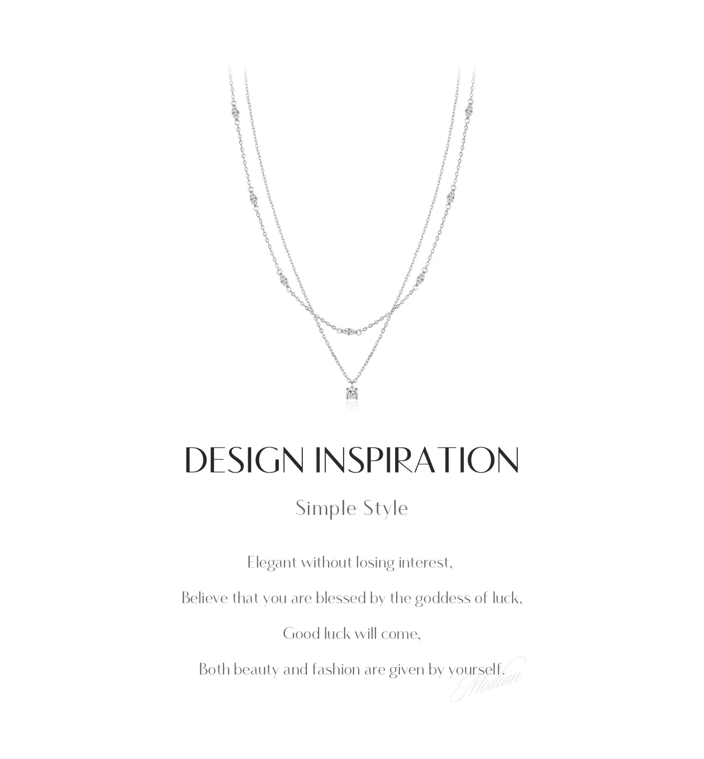 MODIAN Moissanite D Color Double Layer Pendant Necklace 925 Sterling Silver Round Stylish Choker Necklace For Women Jewelry