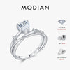MODIAN 0.8CT D Color Heart Moissanite 925 Sterling Silver Line Multi-layer Rings For Women Romantic Wedding Fine Jewelry Gifts