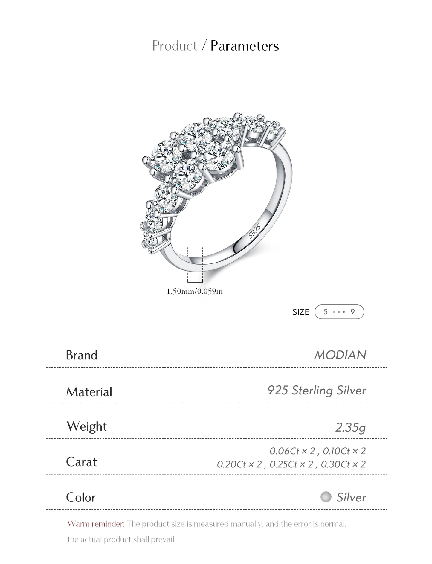 MODIAN D Color Moissanite Eternity Band Ring 925 Sterling Silver Luxury Geometric Ring For Women Wedding Engagement Fine Jewelry