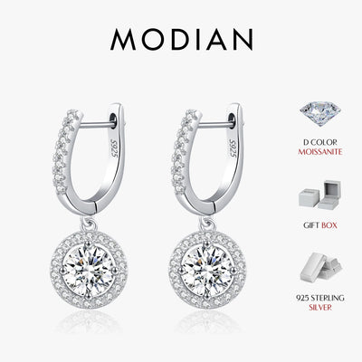MODIAN D Color Moissanite Drop Earrings 925 Sterling Silver Halo Dangle Earrings For Women Wedding Engagement Fine Jewelry Gift