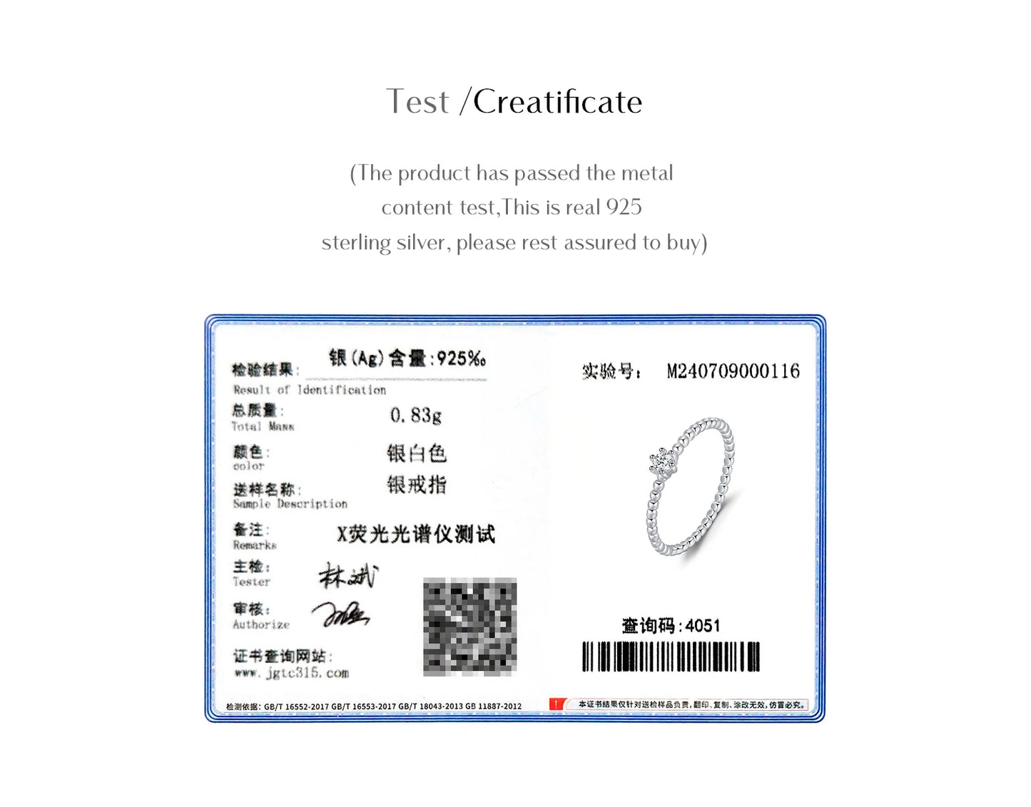 MODIAN D Color Round Moissanite Lab Diamond Rings 925 Sterling Silver Simple Classic Beads Stackable Ring For Women Jewelry