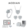 MODIAN Heart Moissanite Wedding Set 925 Sterling Silver Luxury Halo Earring Sparkle Rings Necklace For Women Bridal Jewelry