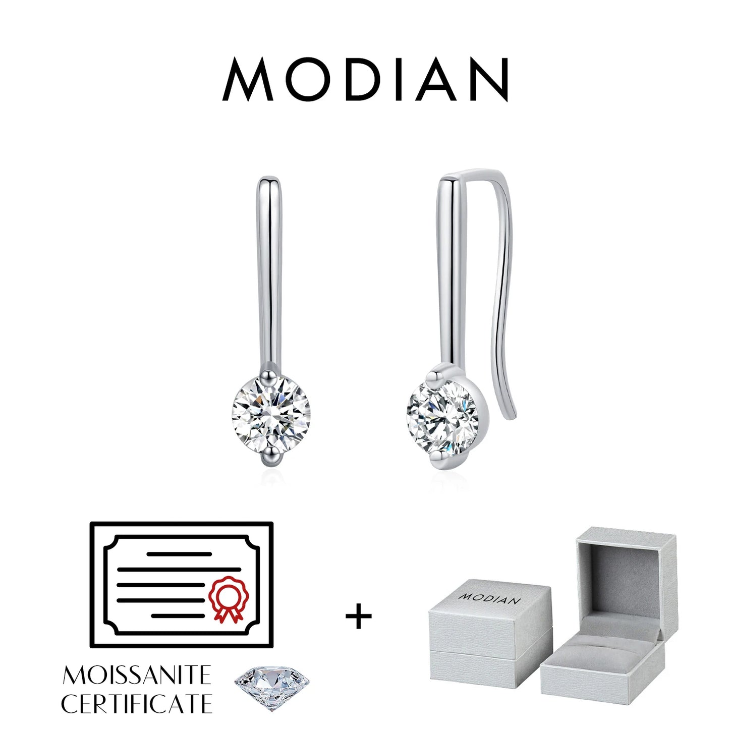 MODIAN Sparkling D Color Moissanite Drop Earrings 925 Sterling Silver Classic Geometric Dangle Earrings For Women Fine Jewelry