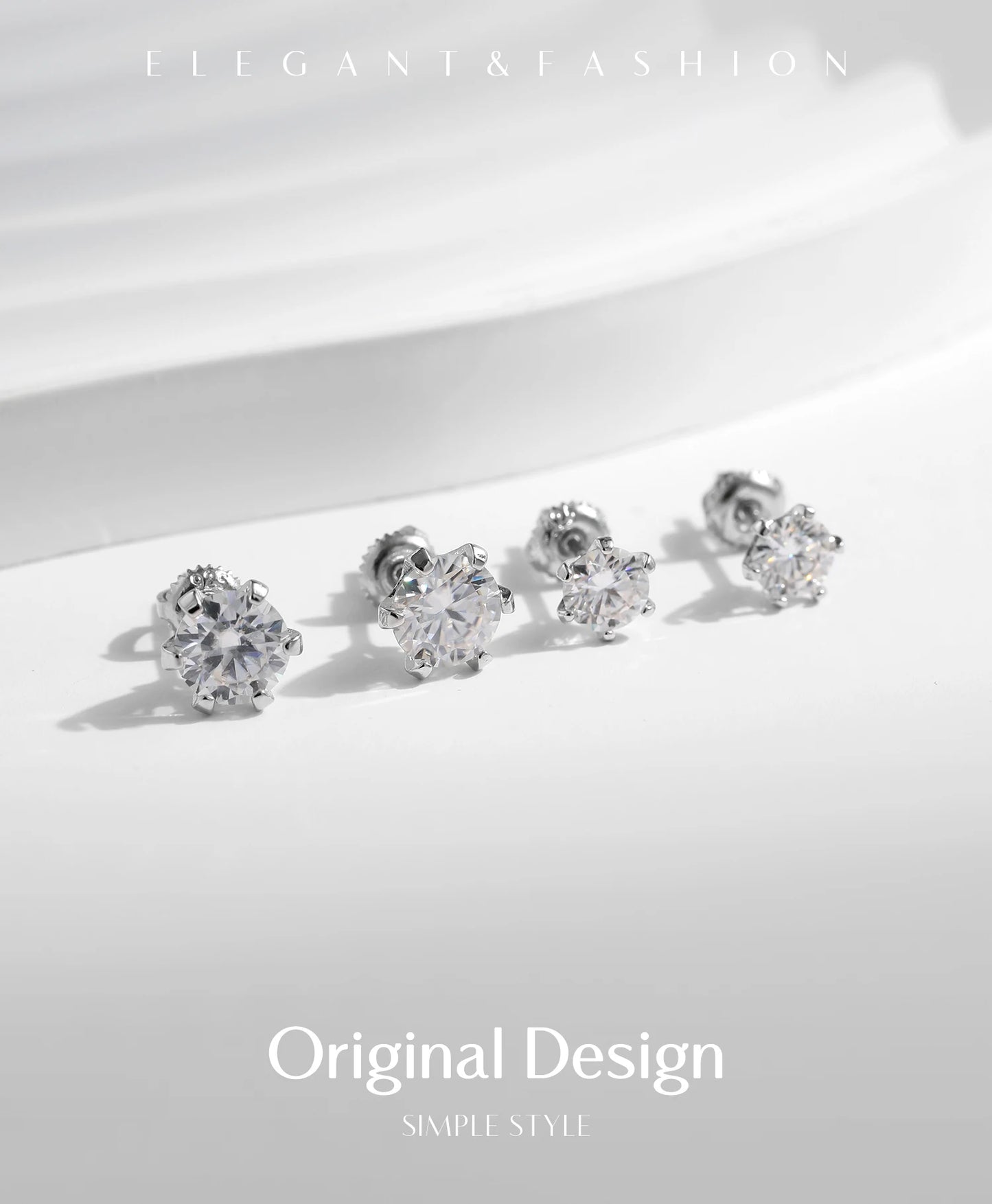 MODIAN 1 Carat D Color Moissanite Stud Earrings 925 Sterling Silver Sparkling Wedding Platinum Plated Fine Jewelry For Women