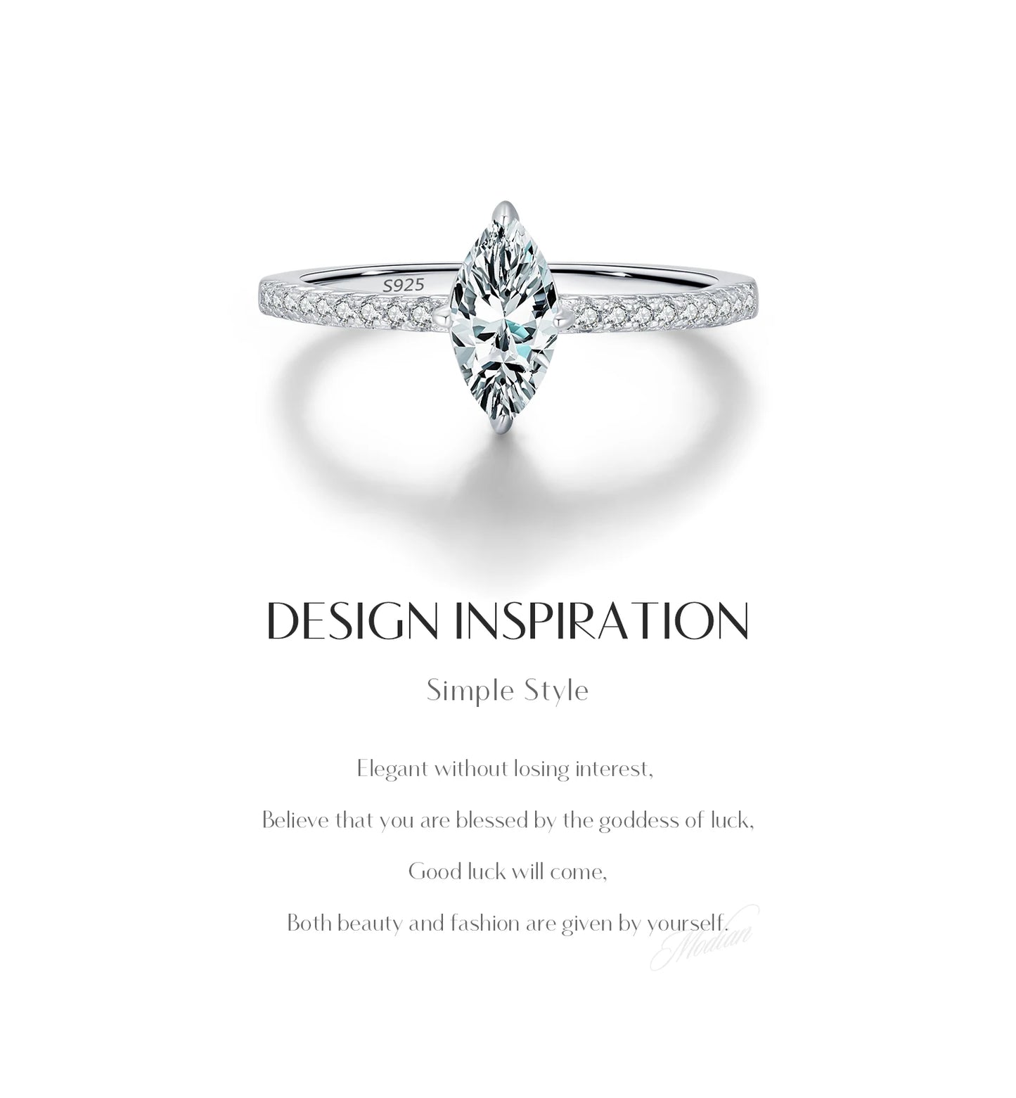 MODIAN 0.5Ct Rhombus Moissanite Ring 925 Sterling Silver Sparkling Lab Created Diamond Wedding Rings For Women Bridal Jewelry