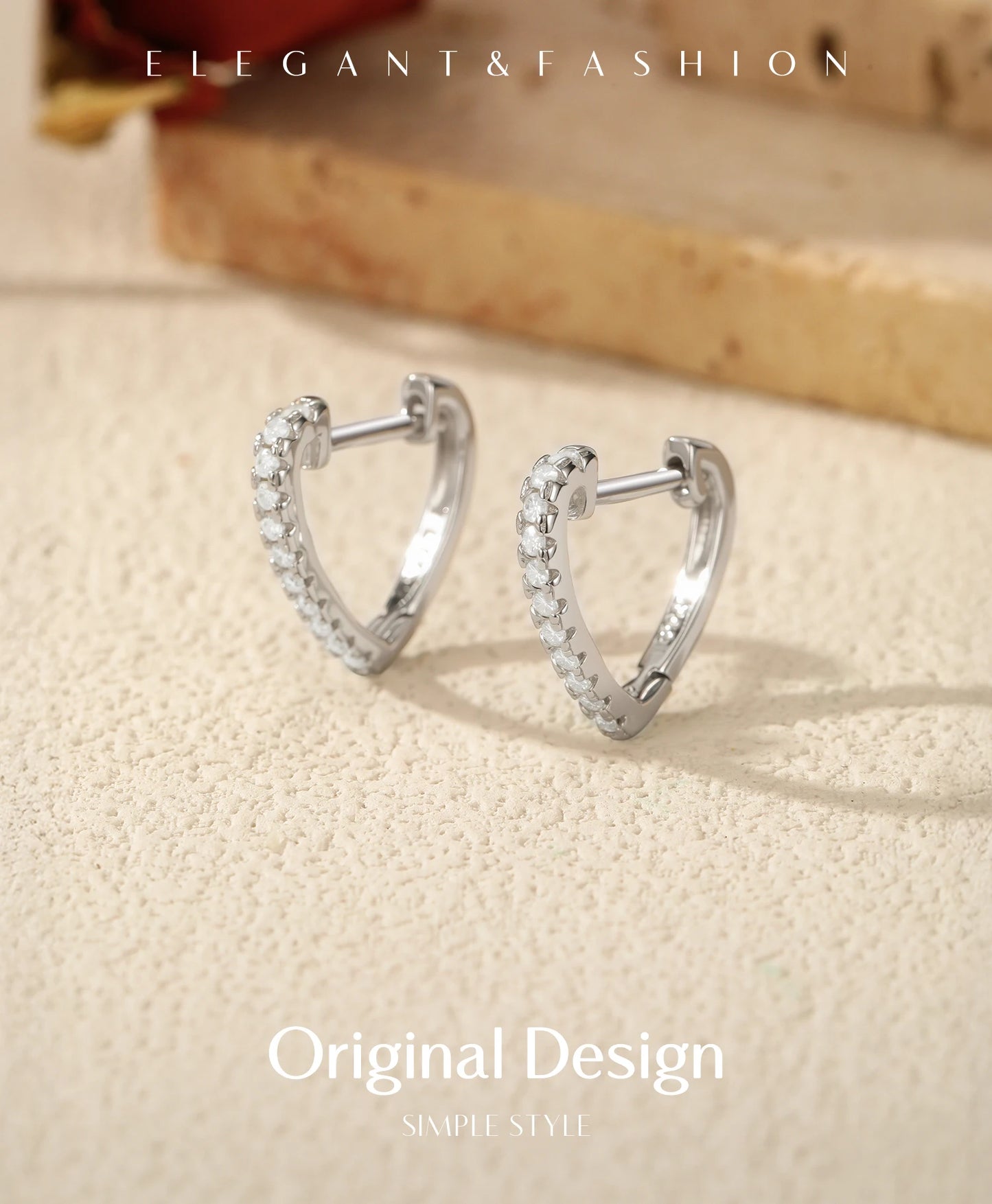 MODIAN D Color Moissanite Ear Buckle 925 Sterling Silver Fashion Heart Sparkle Hoop Earrings For Women Party Fine Jewelry