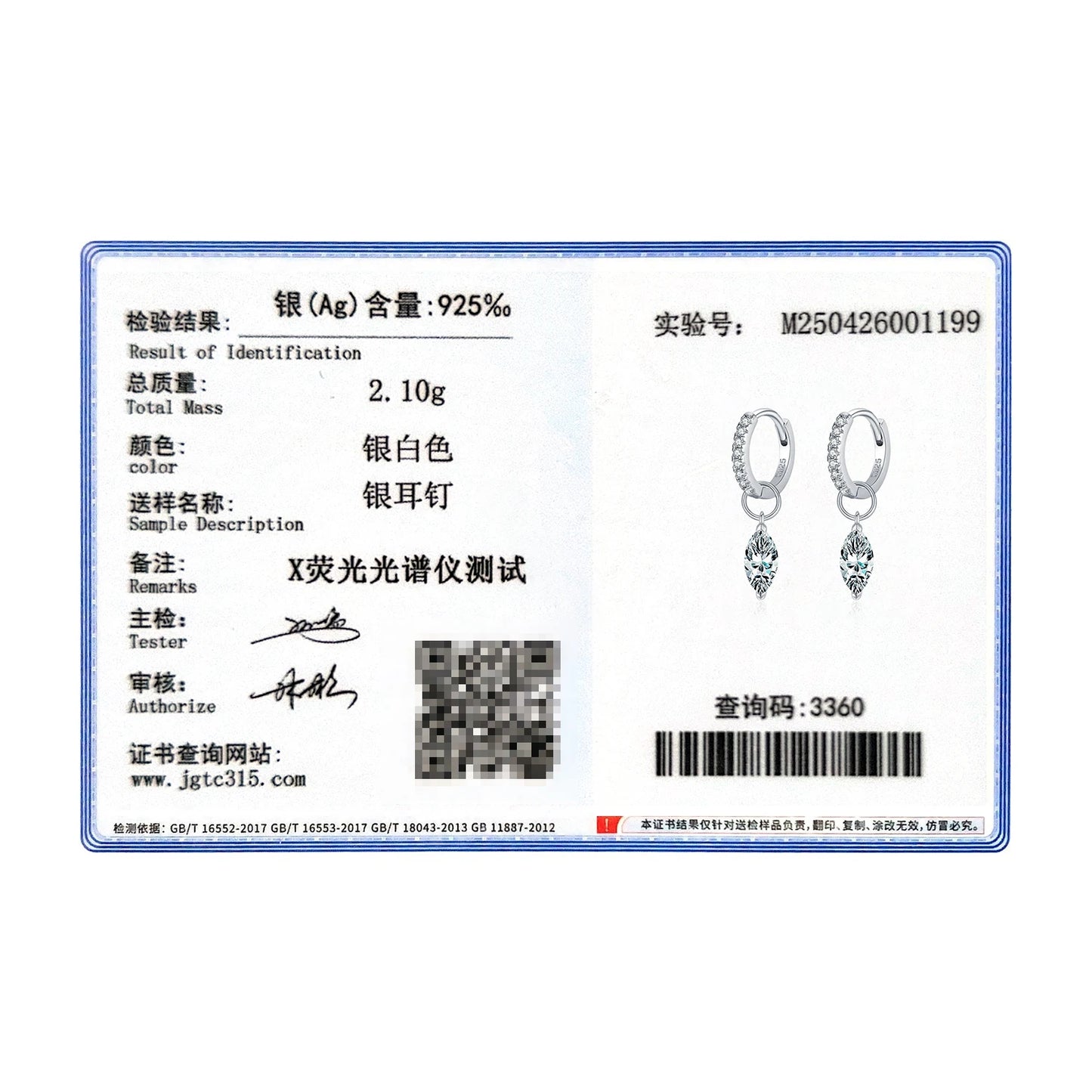 MODIAN 0.5Ct D Color Rhombic Moissanite Ear Buckles 925 Sterling Silver Luxury Shiny Hoop Earrings for Women Wedding Jewelry