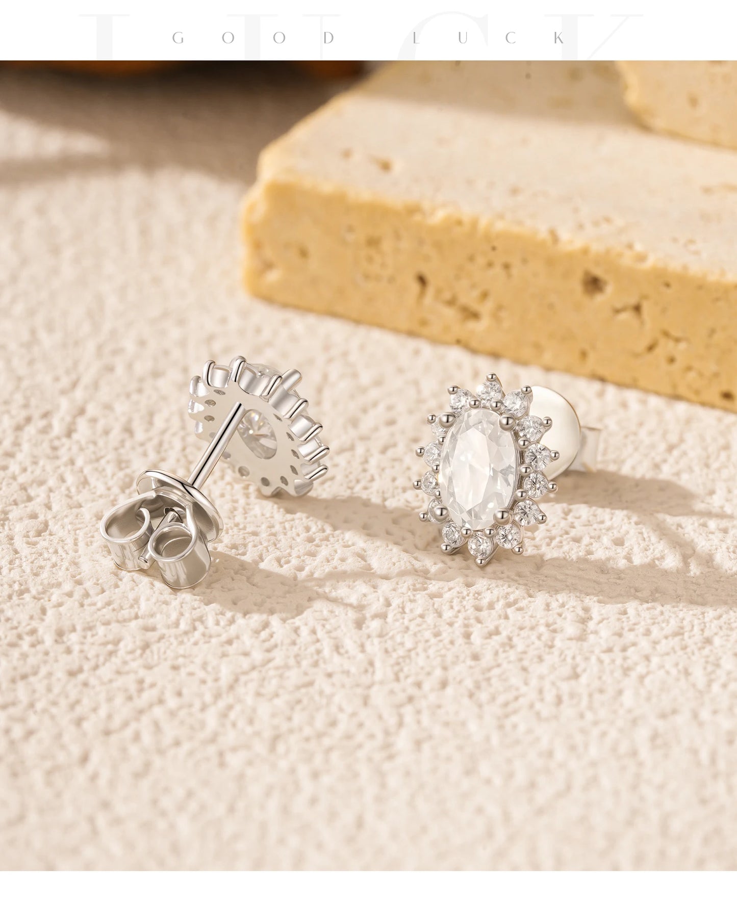 MODIAN D Color Clarity VVS1 Moissanite Halo Earrings 925 Sterling Silver Classic Stud Earrings For Women Luxury Bridal Jewelry