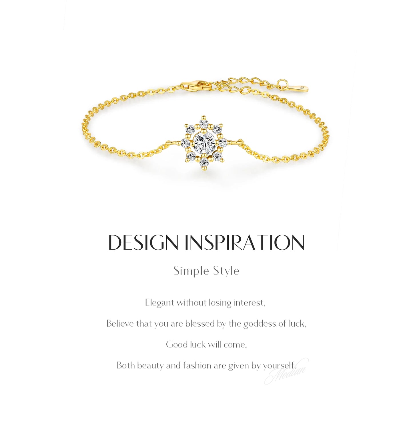 MODIAN 0.5CT VVS1 D Color Moissanite Bracelet Classic 925 Sterling Silver Snowflake Chain Charms For Women Jewelry