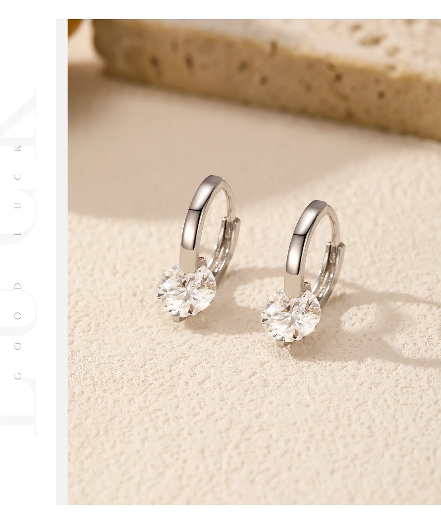 MODIAN 1.0CT D Color Moissanite Hoop Earrings 925 Sterling Silver Luxury Buckle Earrings For Women Wedding Fine Jewelry Gifts