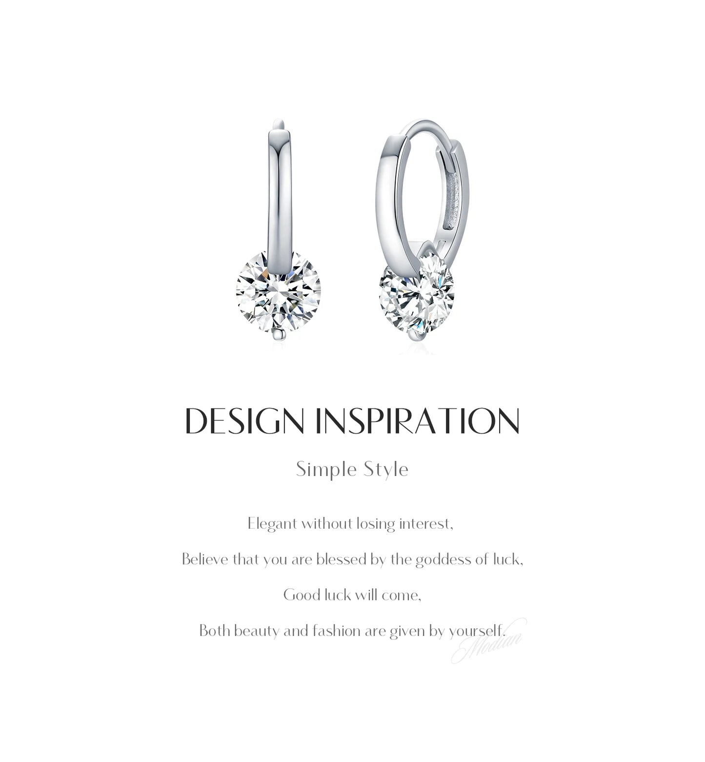 MODIAN 1.0CT D Color Moissanite Hoop Earrings 925 Sterling Silver Luxury Buckle Earrings For Women Wedding Fine Jewelry Gifts