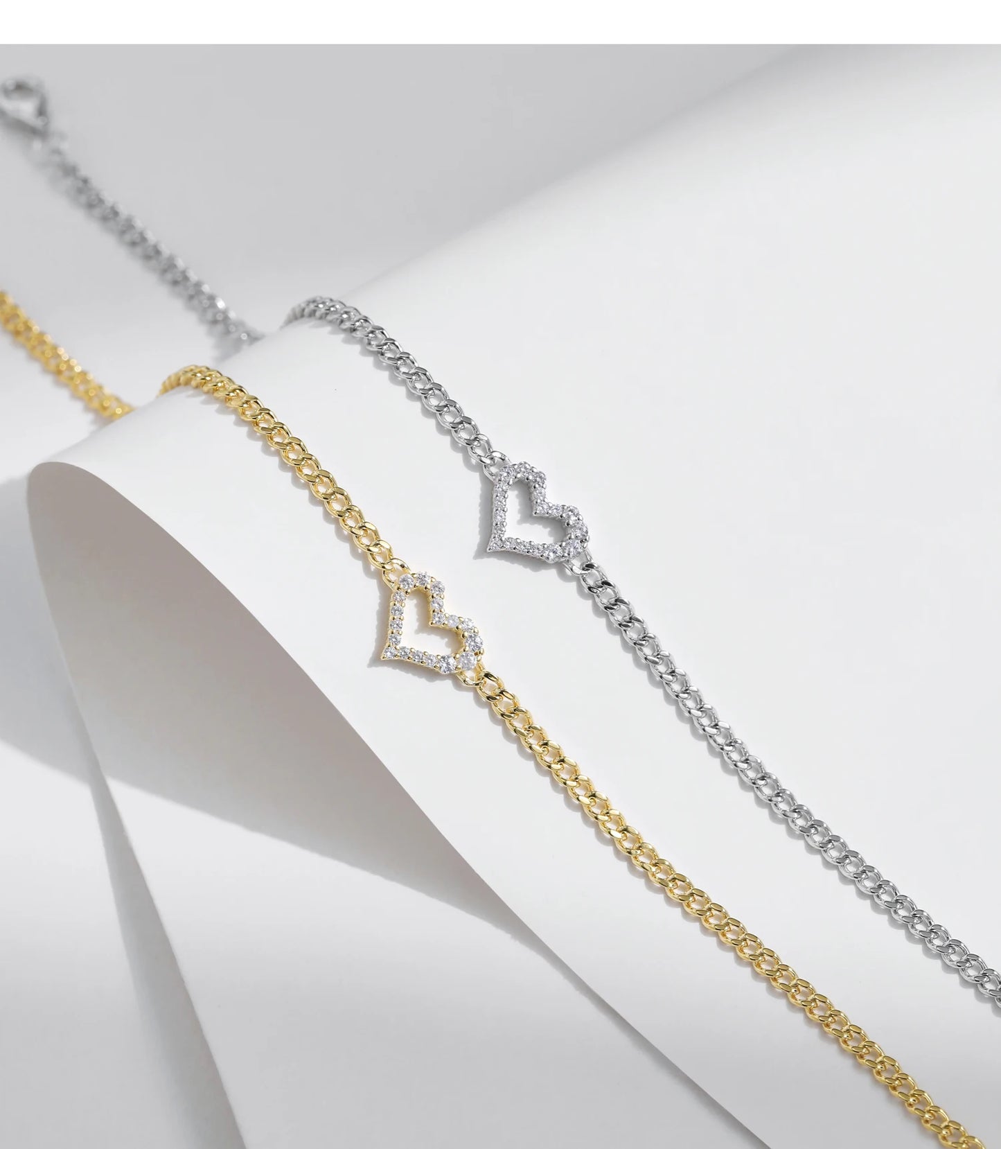 MODIAN D Color Pave Setting Moissanite Bracelets 925 Sterling Silver Romantic Heart Gourmette Bracelet For Women Jewelry Gifts