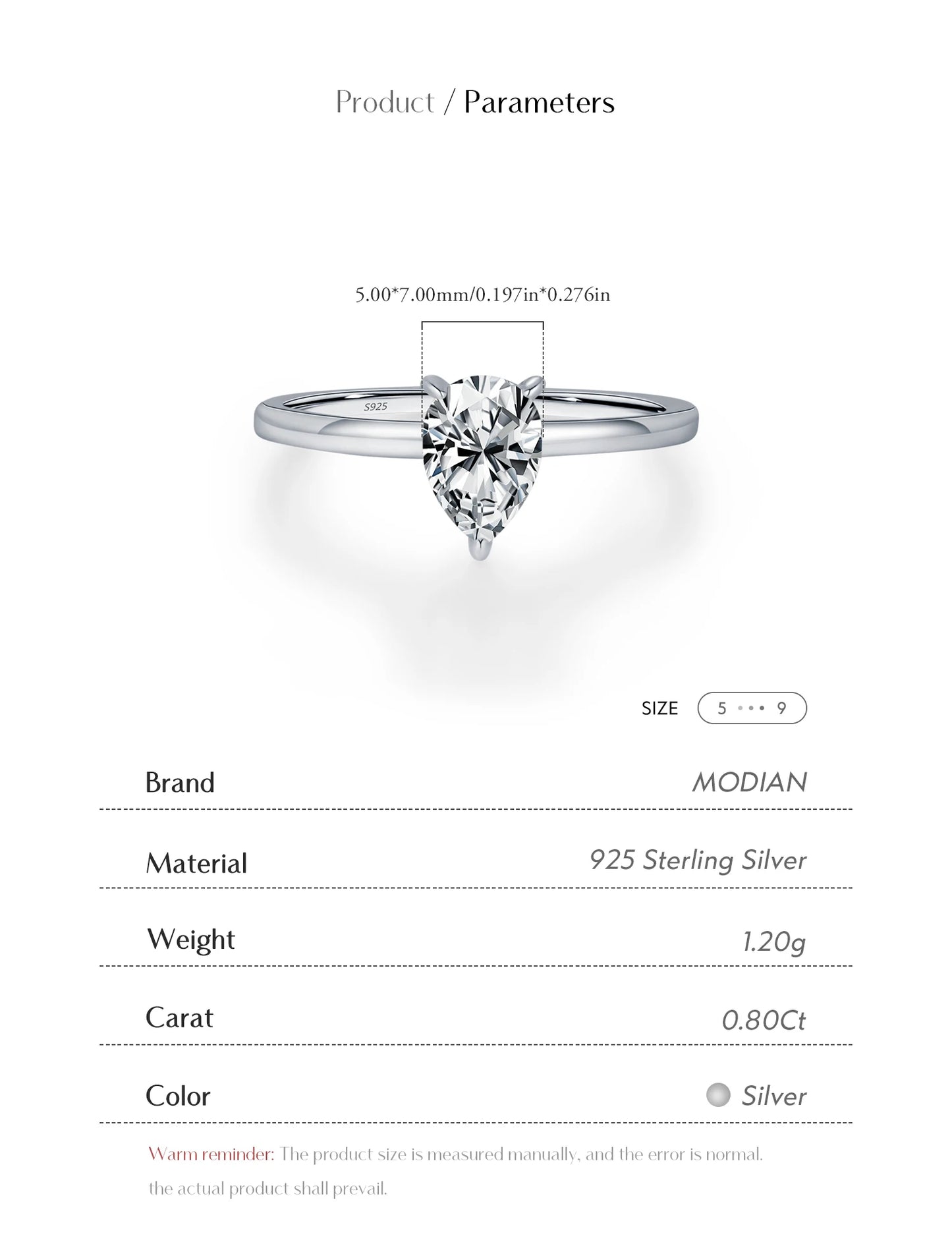 MODIAN D Color Pear Cut Moissanite Ring 925 Sterling Silver Water Drop Lab Diamond Wedding Rings For Women Wedding Fine Jewelry