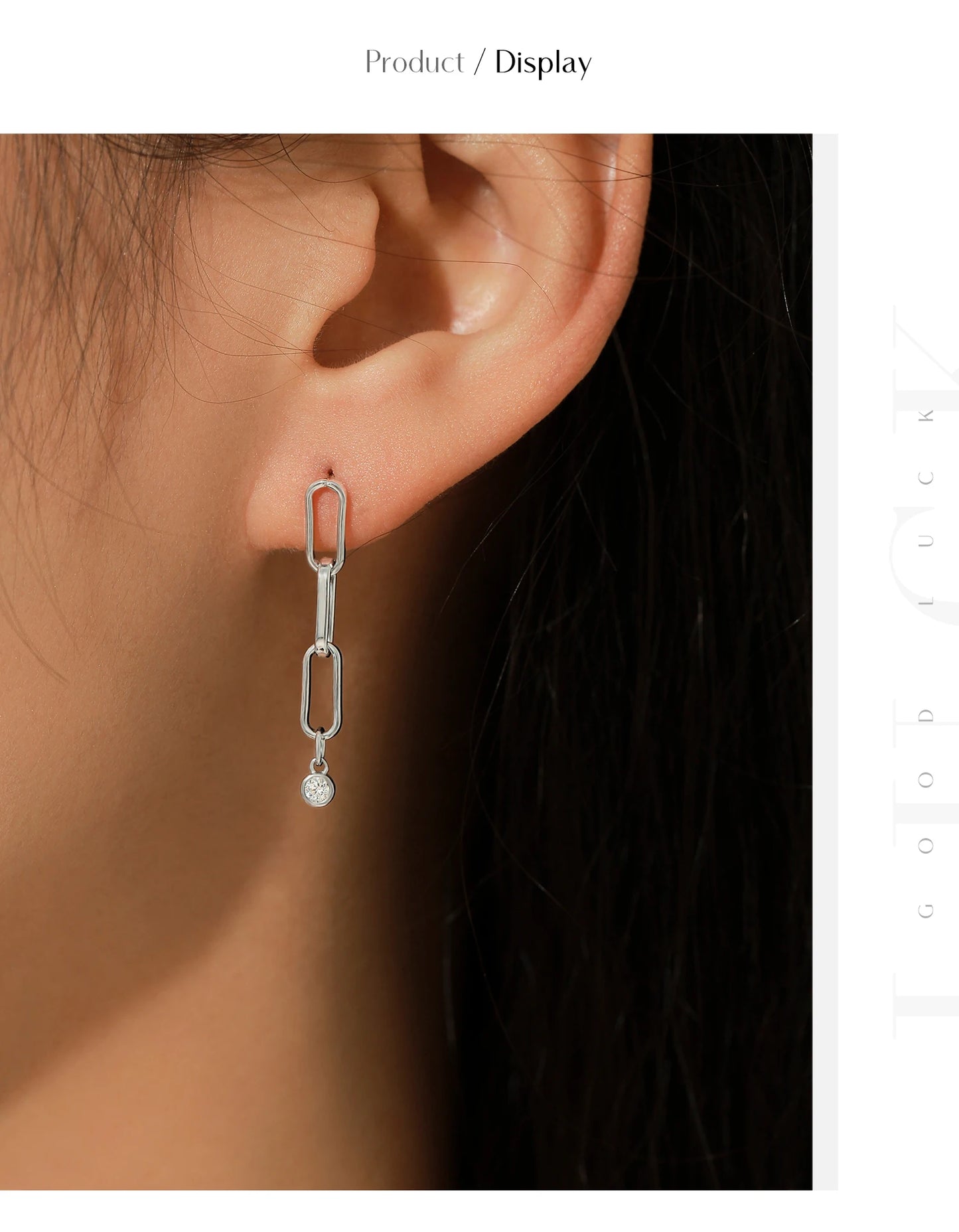 MODIAN VVS1 Clarity D Color Moissanite Earrings 925 Sterling Silver Fashion Link Chain Stud Earrings For Women Fine Jewelry