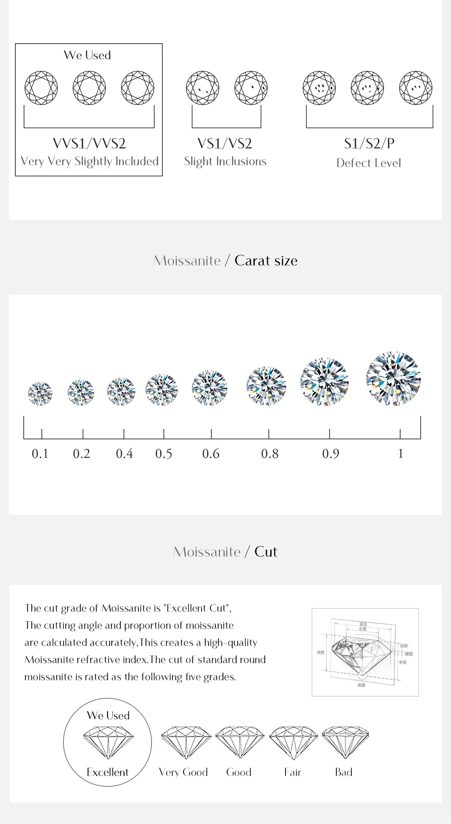MODIAN 1CT D Color Sparkling Moissanite Hook Earrings 925 Sterling Silver Round Sway Dangle Earrings For Women Fine Jewelry
