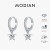 MODIAN D Color Round Moissanite Ear Buckles 925 Sterling Silver Fashion Stars Hoop Earrings For Women Wedding Jewelry Gifts