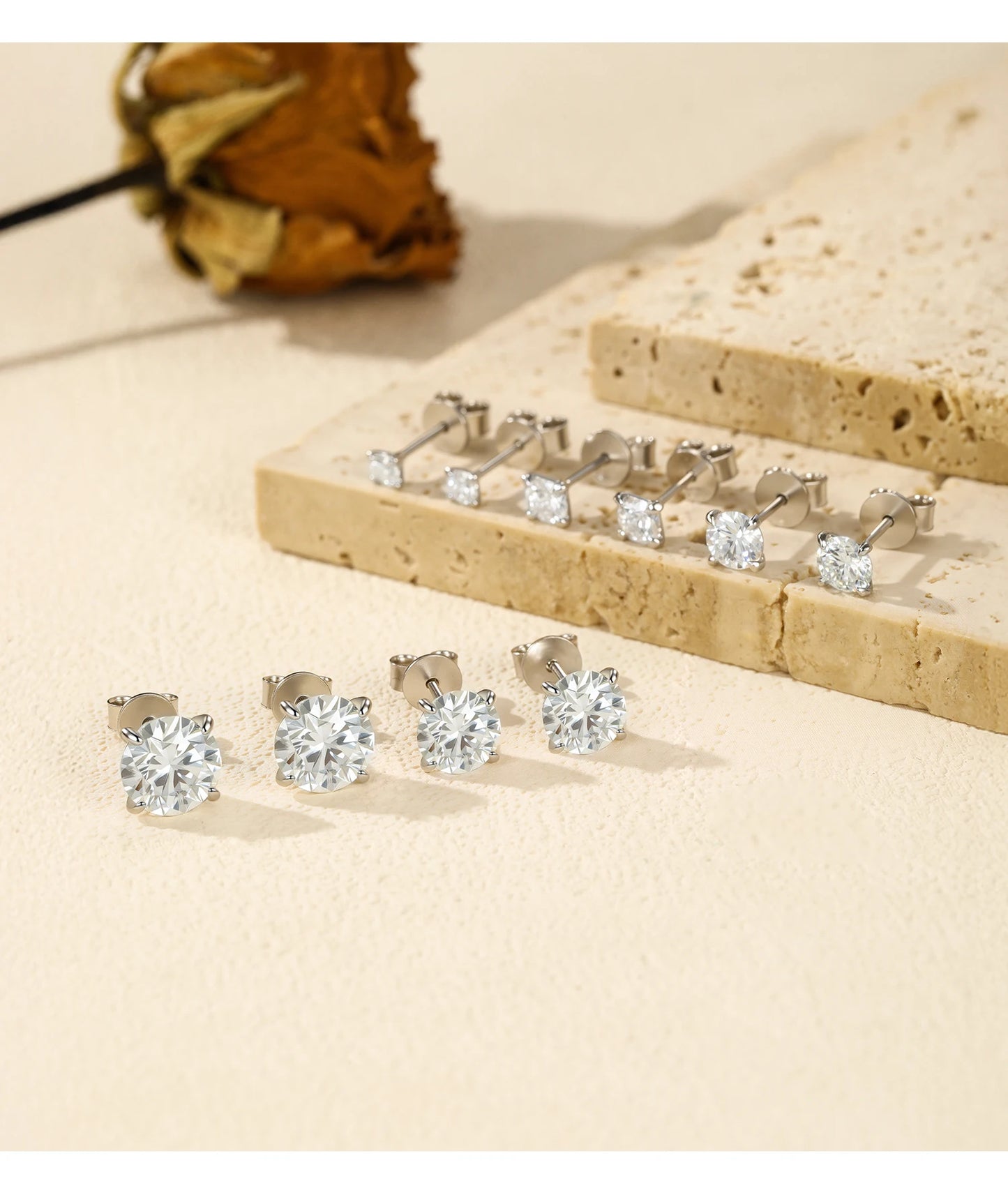 MODIAN 5 Sizes D Color Moissanite Earrings 925 Sterling Silver Sparkling Luxury Stud Earrings For Women Wedding Fine Jewelry