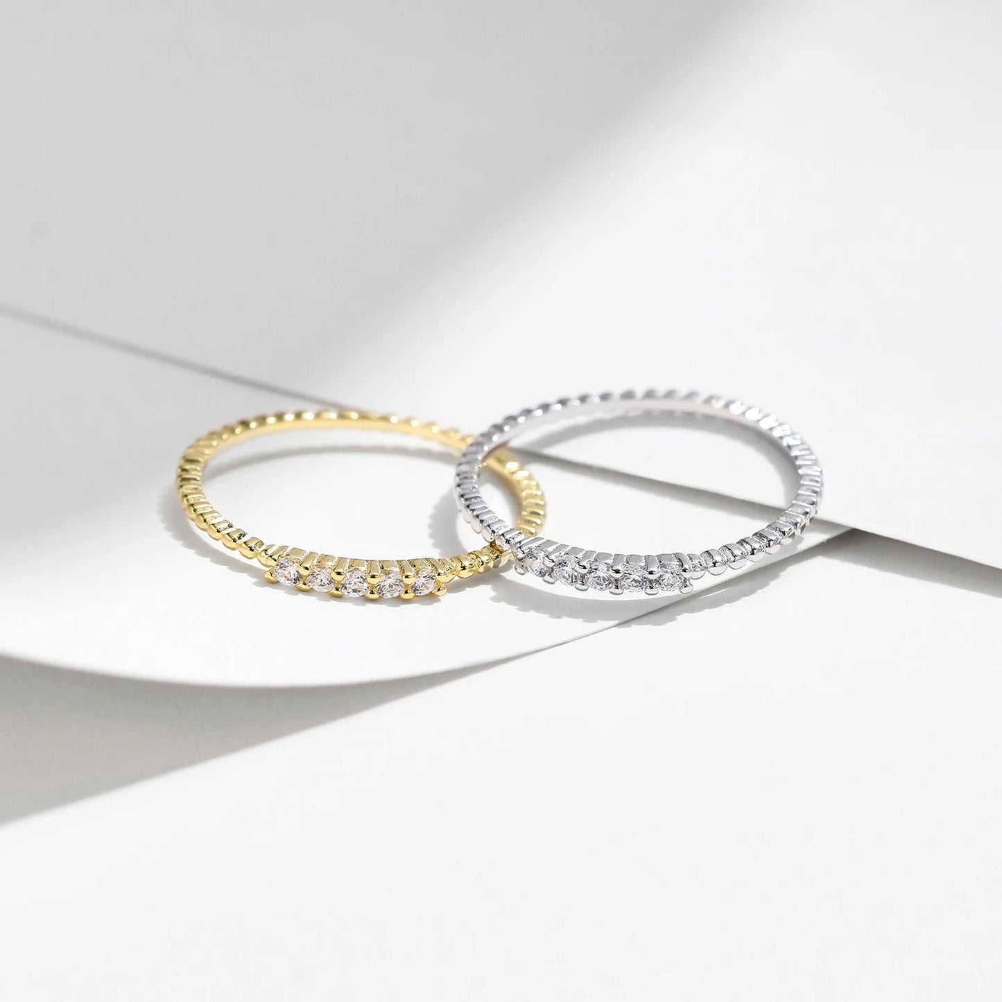 MODIAN Sparkling Moissanite Eternity Band Ring 925 Sterling Silver Stackable Popular Finger Rings For Women Party Jewelry