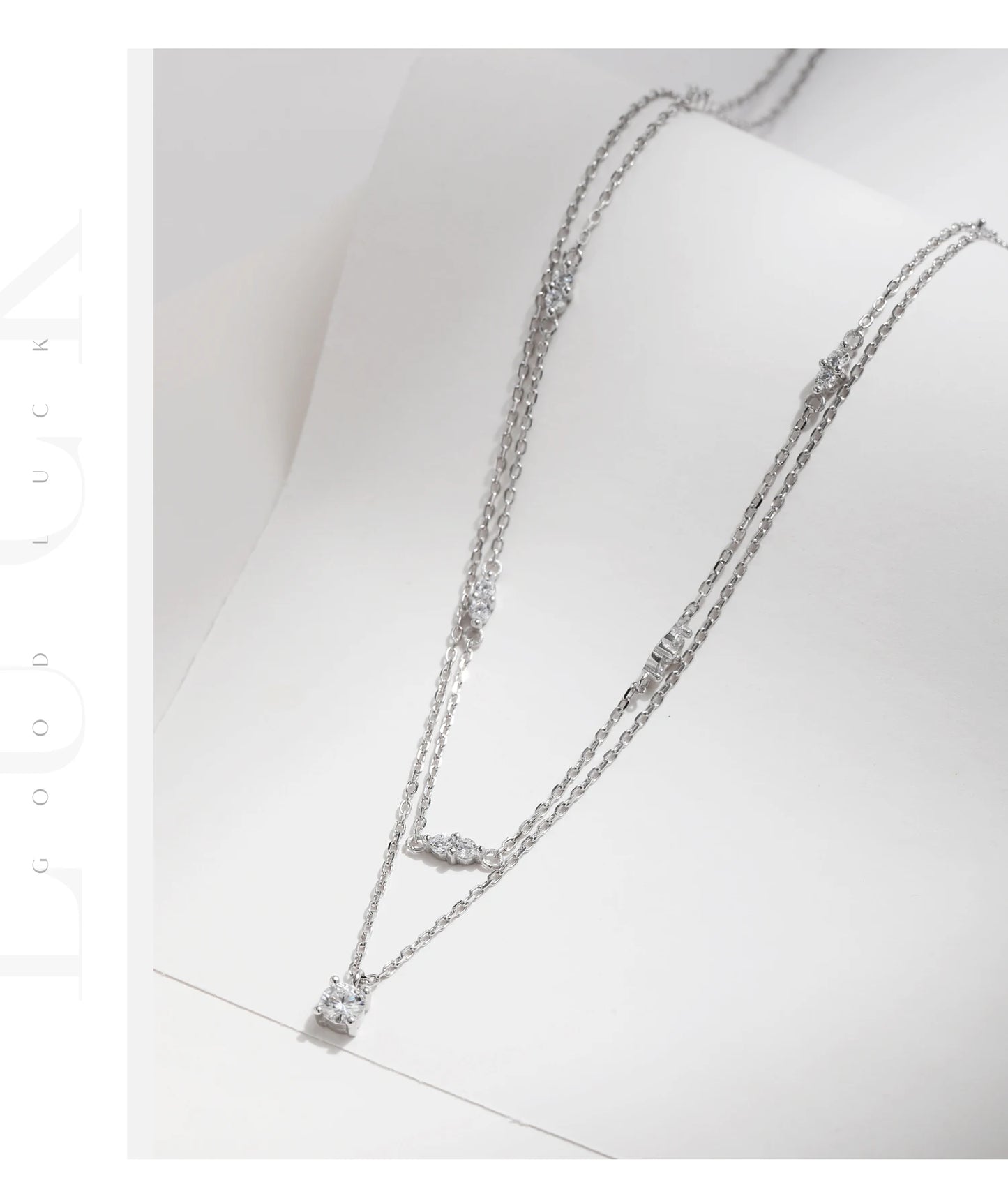 MODIAN Moissanite D Color Double Layer Pendant Necklace 925 Sterling Silver Round Stylish Choker Necklace For Women Jewelry