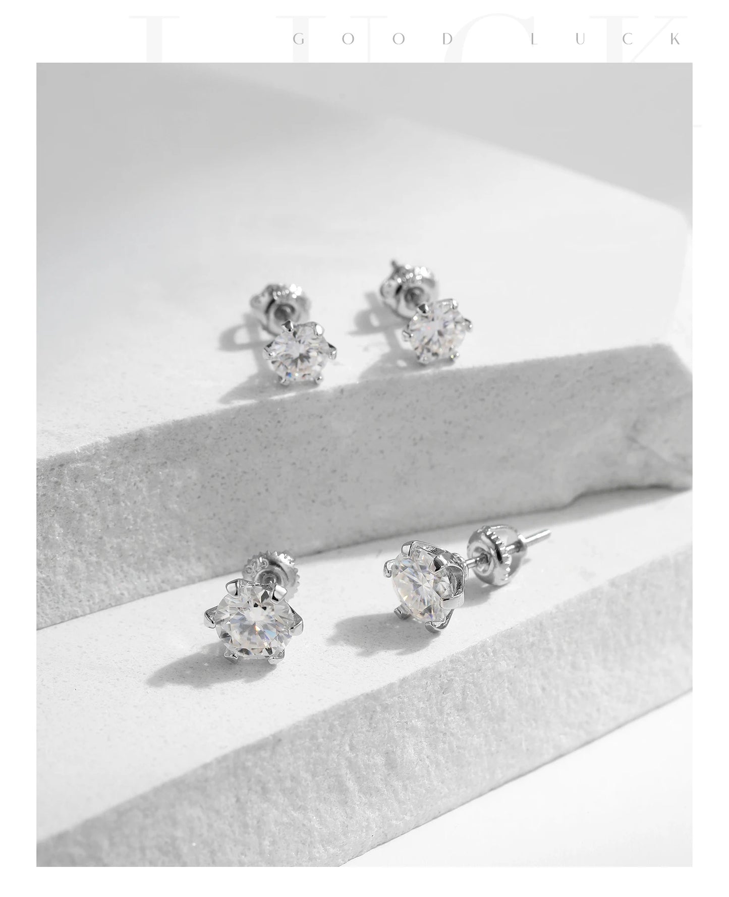 MODIAN 1 Carat D Color Moissanite Stud Earrings 925 Sterling Silver Sparkling Wedding Platinum Plated Fine Jewelry For Women