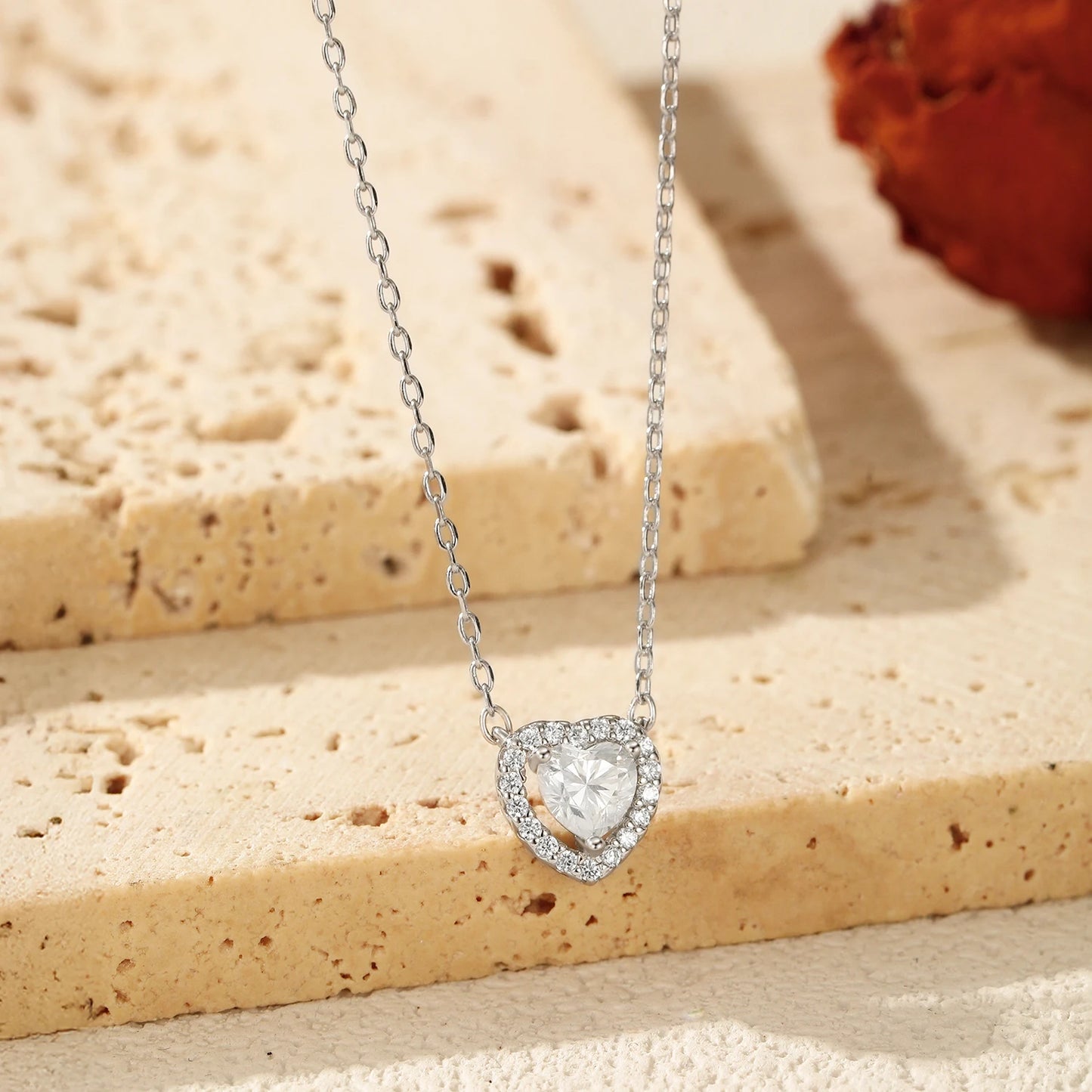 MODIAN D Color Heart Moissanite 925 Sterling Silver Fashion Simple Pendant Necklace For Women Wedding Fine Jewelry Gfits