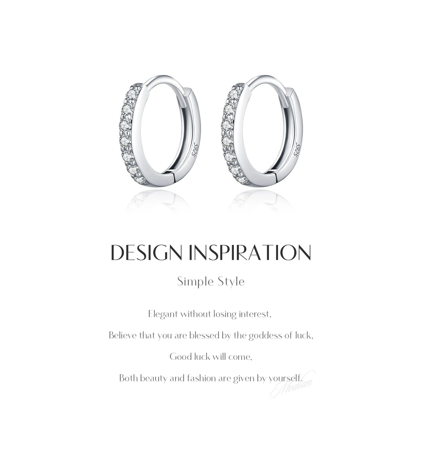 MODIAN D Color Sparkling Moissanite Earrings 925 Sterling Silver Classic Shining Circle Hoop Earrings For Women Fine Jewelry