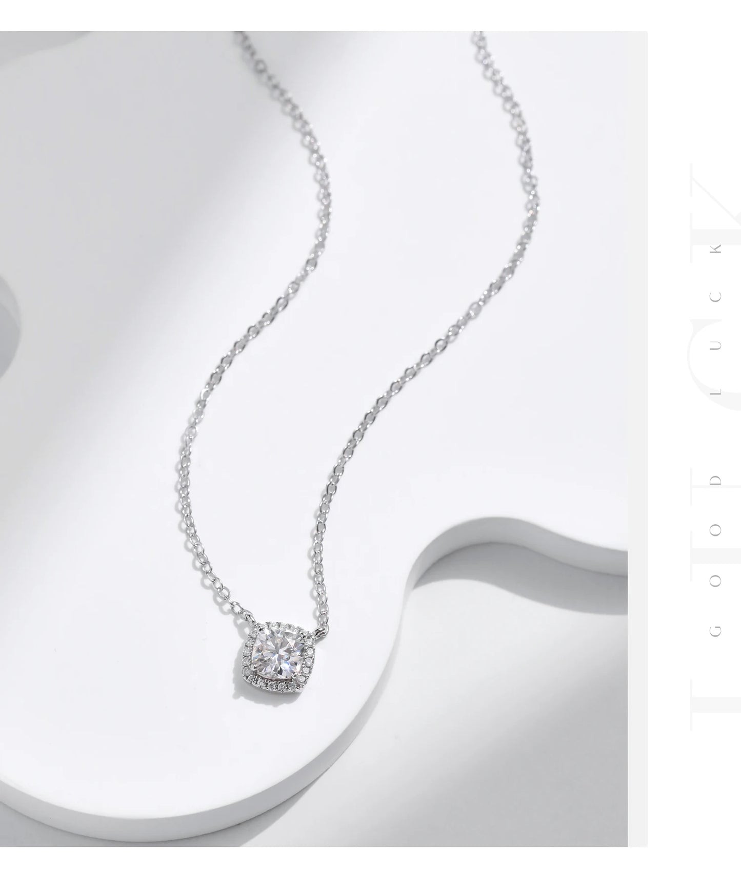 MODIAN 1 Carat Square Cushion Cut Halo Moissanite Pendant Necklace For Women 925 Sterling Silver Dazzling Wedding Bridal Jewelry