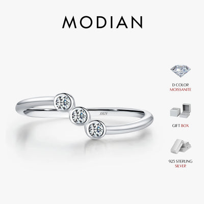 MODIAN D Color Moissanite Lab Diamond Rings 925 Sterling Silver Irregular Line Stackable Fashion Ring For Women Fine Jewelry