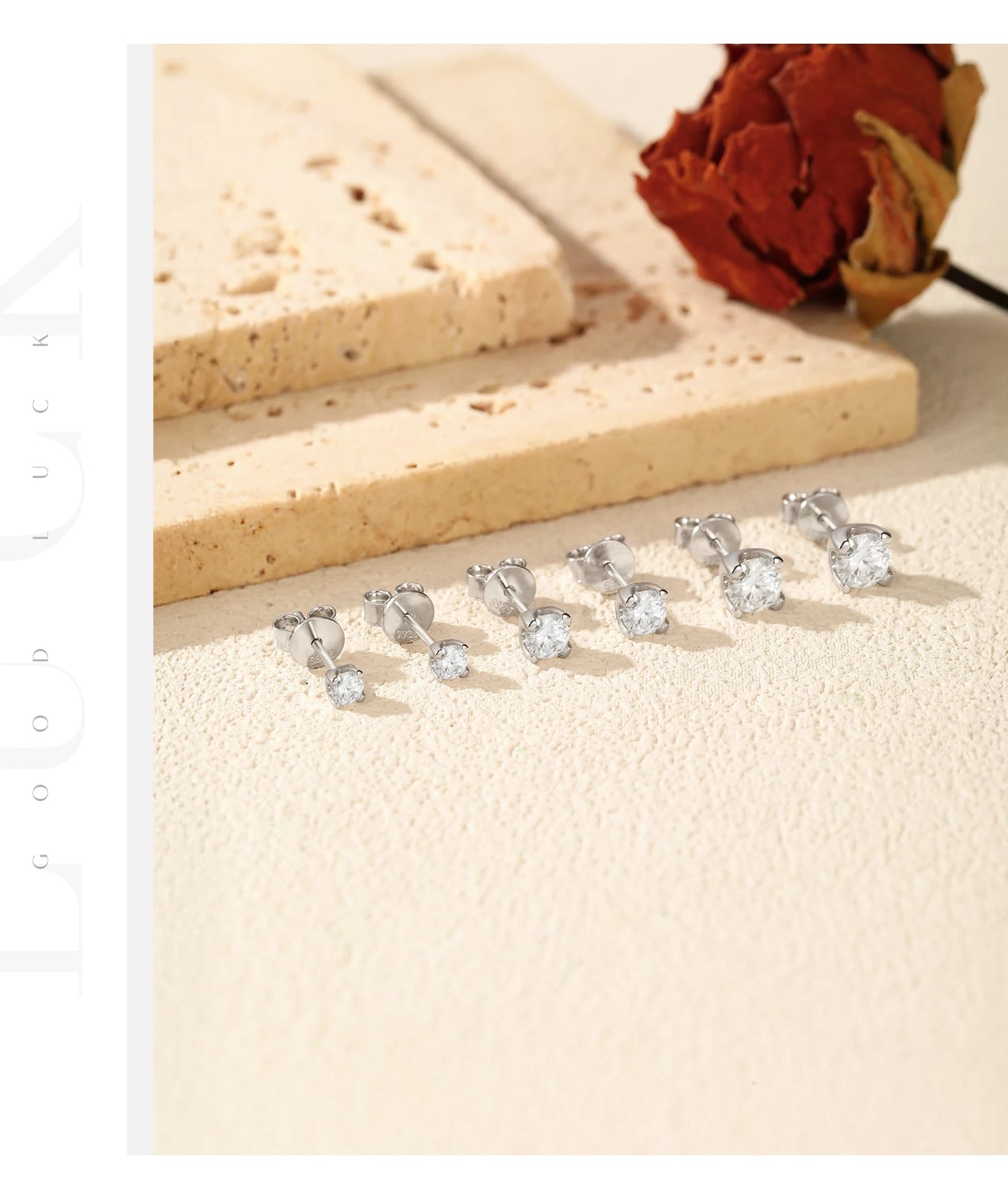 MODIAN 3MM-5MM Size D Color Moissanite 925 Sterling Silver Classic Simple Round Stud Earrings For Women Fine Stackable Jewelry
