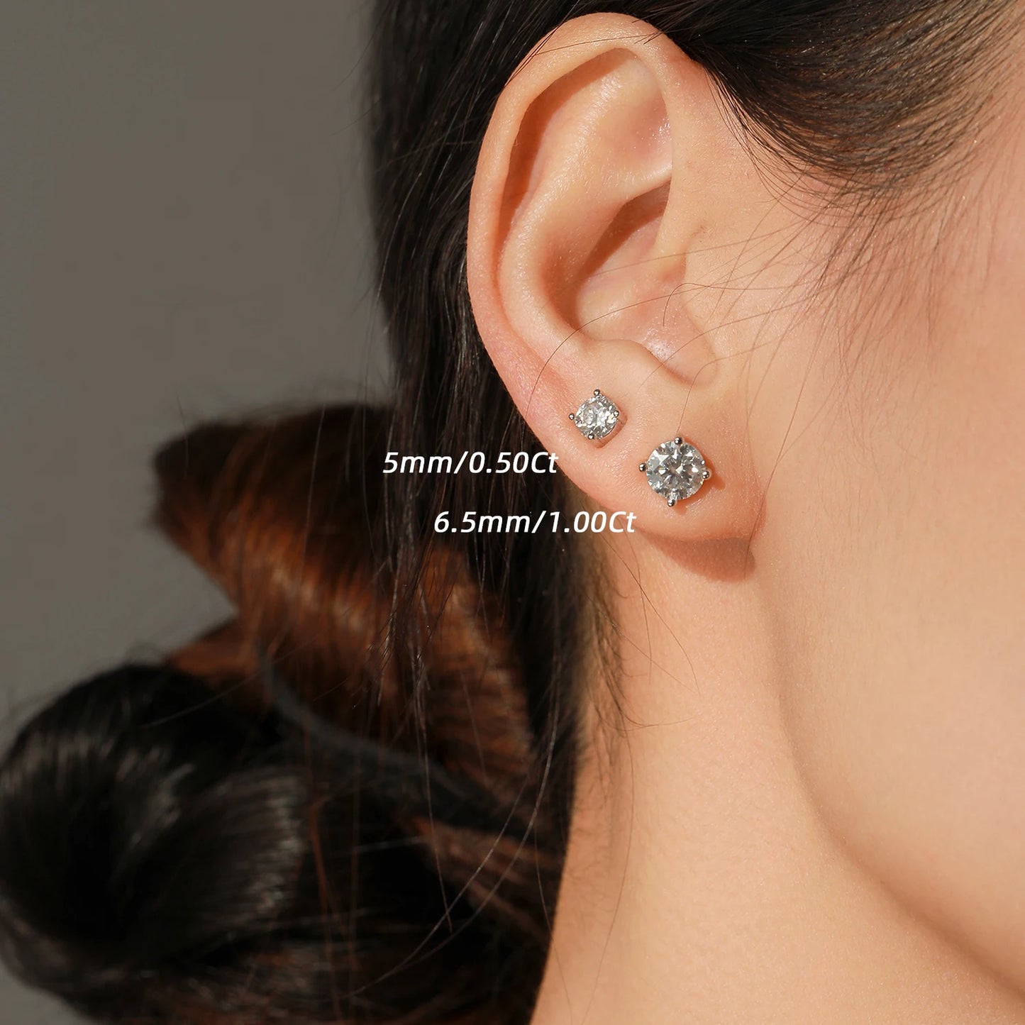 MODIAN 1.00Ct 2.00Ct Moissanite D Color Lab Diamond Stud Earrings For Women 925 Sterling Silver Basic Design Wedding Jewelry