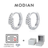 MODIAN D Color Moissanite Simple Earrings 925 Sterling Silver Exquisite Double Row Hoop Earrings For Women Fine Jewelry Gifts