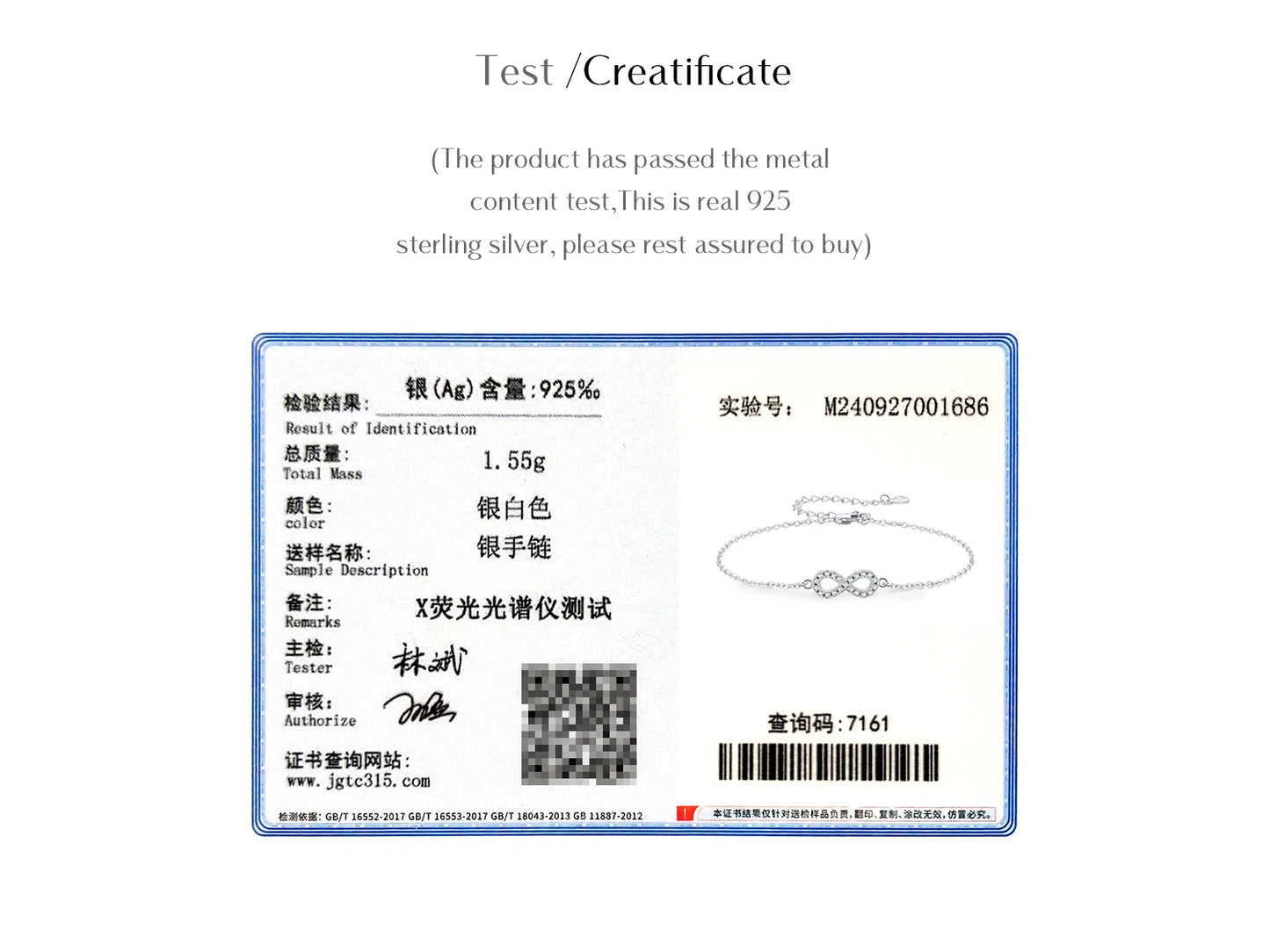 MODIAN D Color Moissanite Lab Created Diamond Bracelet 925 Sterling Silver Romantic Exquisite Infinity Love For Women Jewelry