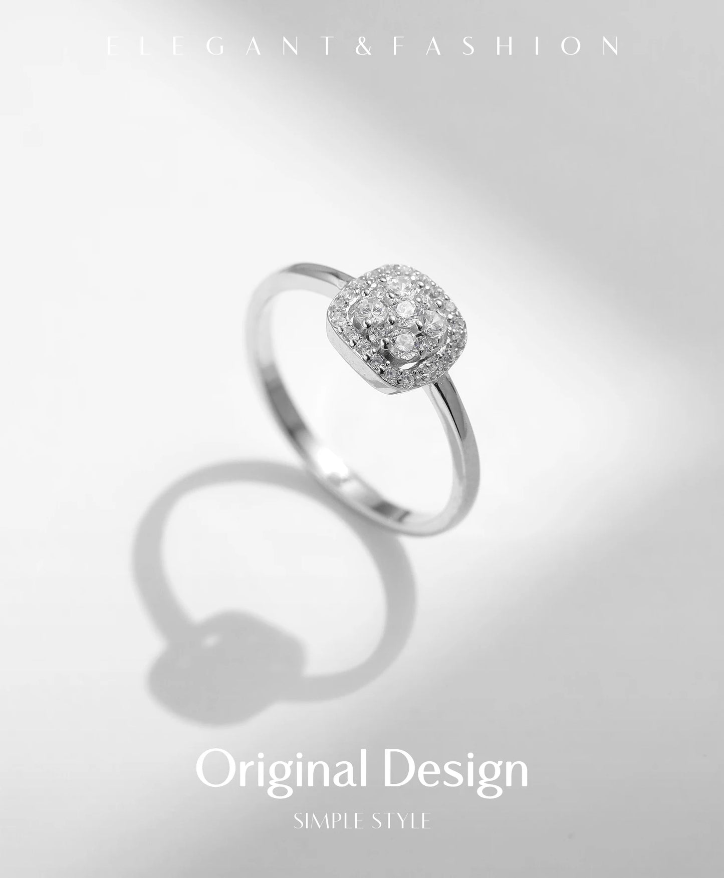 MODIAN Sparkling VVS1 D Color Pave Setting Moissanite Ring 925 Sterling Silver Wedding Band Ring for Women Fine Jewelry