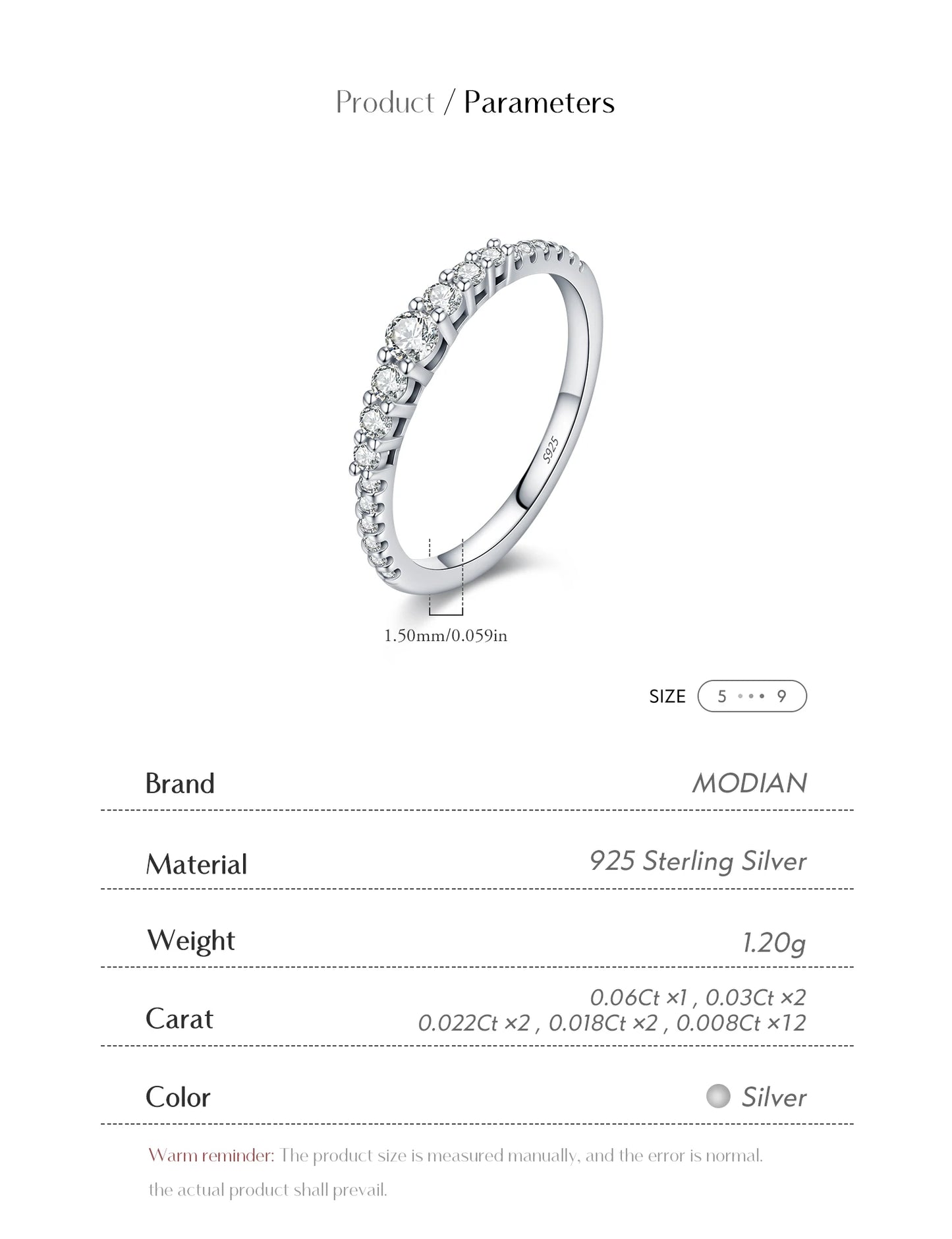 MODIAN Exquisite Round Moissanite Ring 925 Sterling Silver Trendy Wedding Engagement Band Rings For Women Fine Jewelry