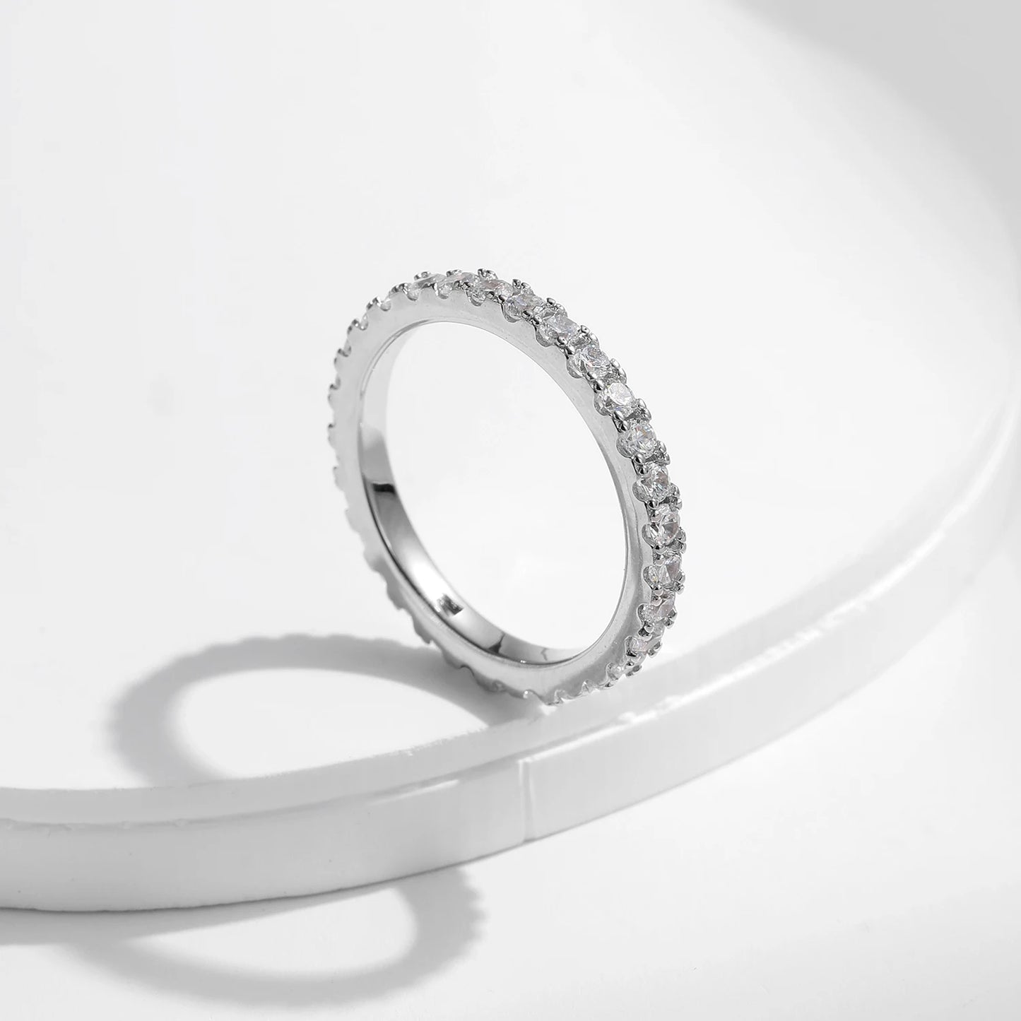 MODIAN Luxury D Color Moissanite Band Stackable Ring For Women Real 925 Sterling Silver Wedding Jewelry With Exquisite Box Gift