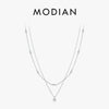 MODIAN Moissanite D Color Double Layer Pendant Necklace 925 Sterling Silver Round Stylish Choker Necklace For Women Jewelry