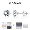 MODIAN 1 Carat D Color Moissanite Stud Earrings 925 Sterling Silver Sparkling Wedding Platinum Plated Fine Jewelry For Women