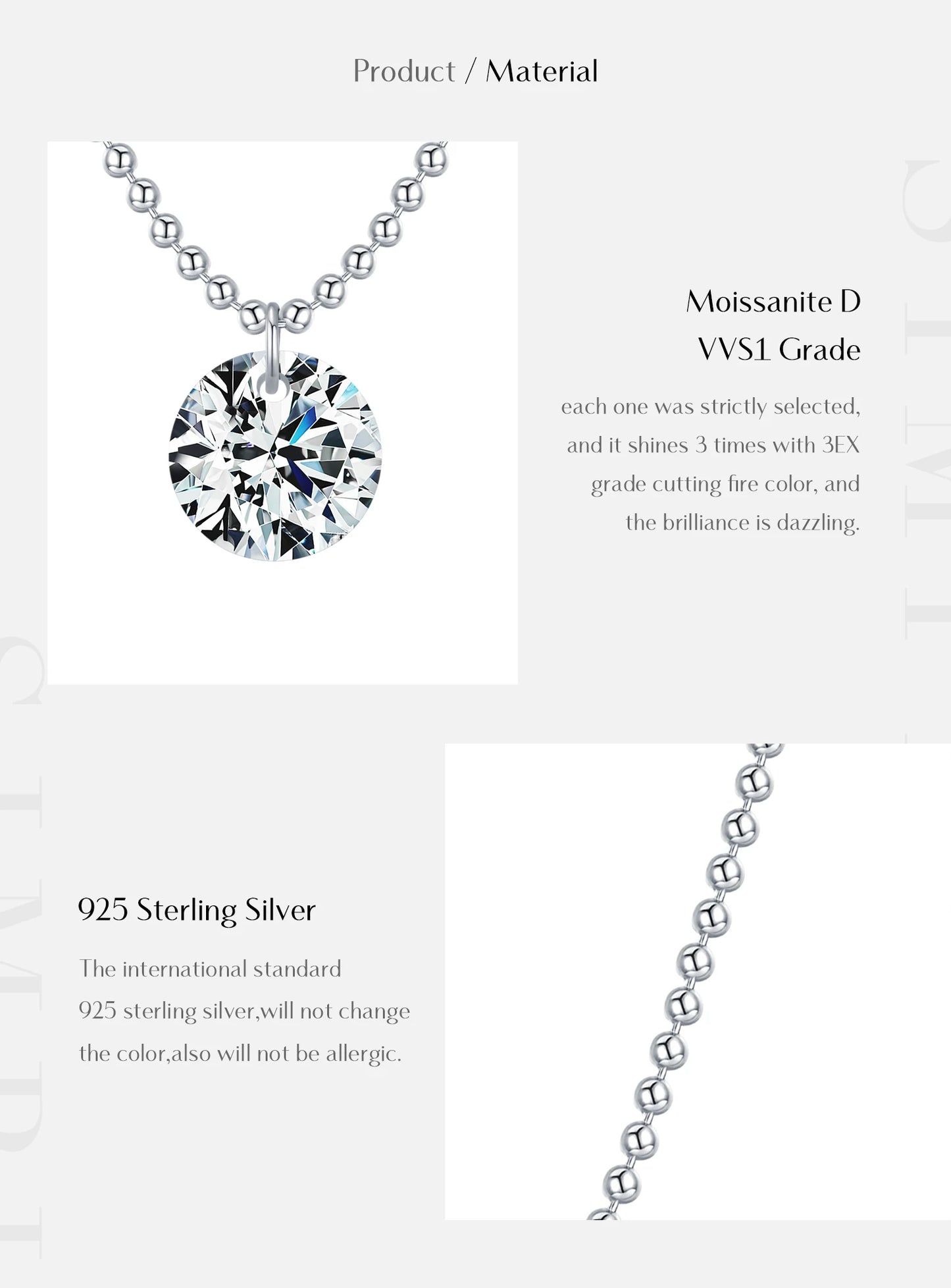 MODIAN D Color Moissanite Necklaces 925 Sterling Silver Trendy Beads Necklace Stackable Pendant Necklace For Women Fine Jewelry