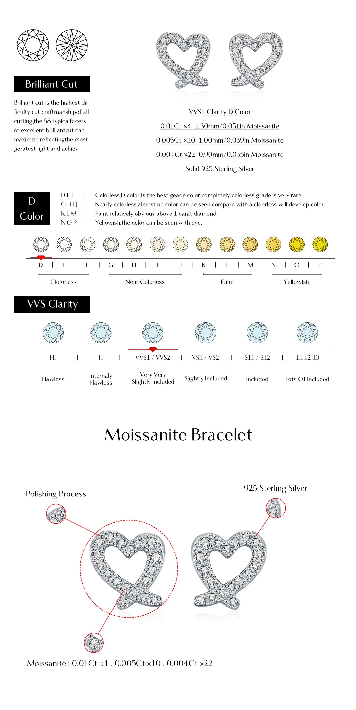 MODIAN Sparkle Moissanite Sets 925 Sterling Silver Sweet Irregular Heart Earrings Ring Bracelet Necklace For Women Jewelry Sets