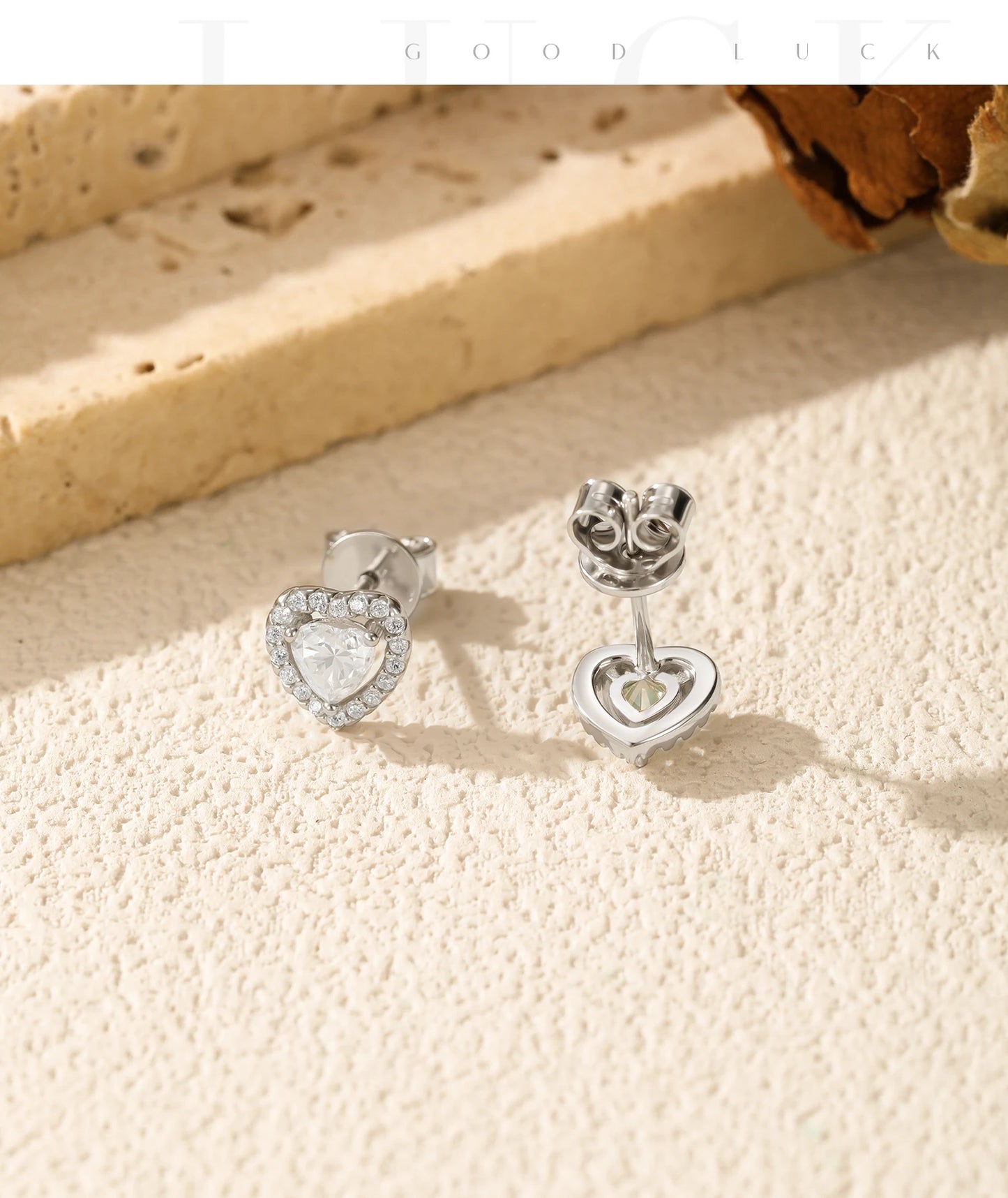 MODIAN Dazzling D Color Hearts Moissanite Halo Earrings 925 Sterling Silver Clasic Wedding Stud Earrings For Women Fine Jewelry