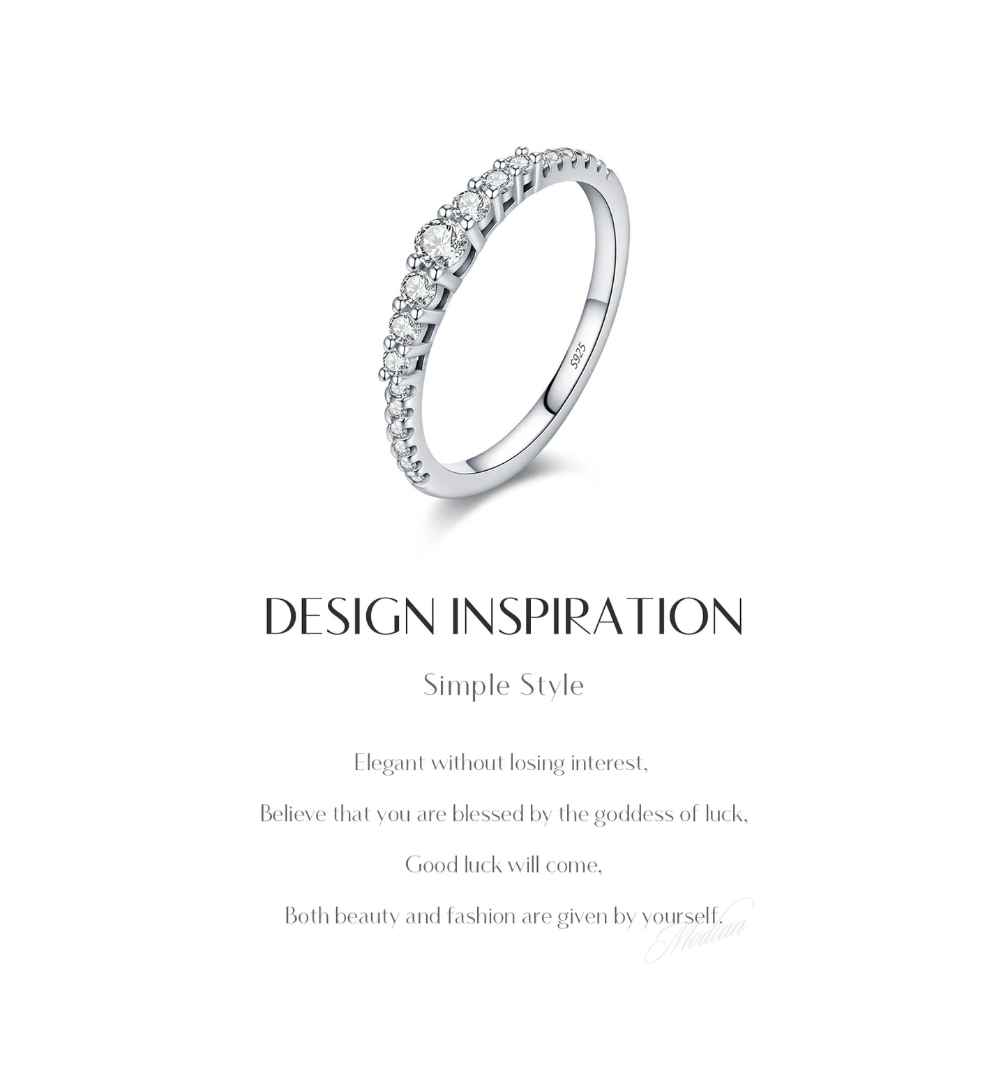 MODIAN Exquisite Round Moissanite Ring 925 Sterling Silver Trendy Wedding Engagement Band Rings For Women Fine Jewelry