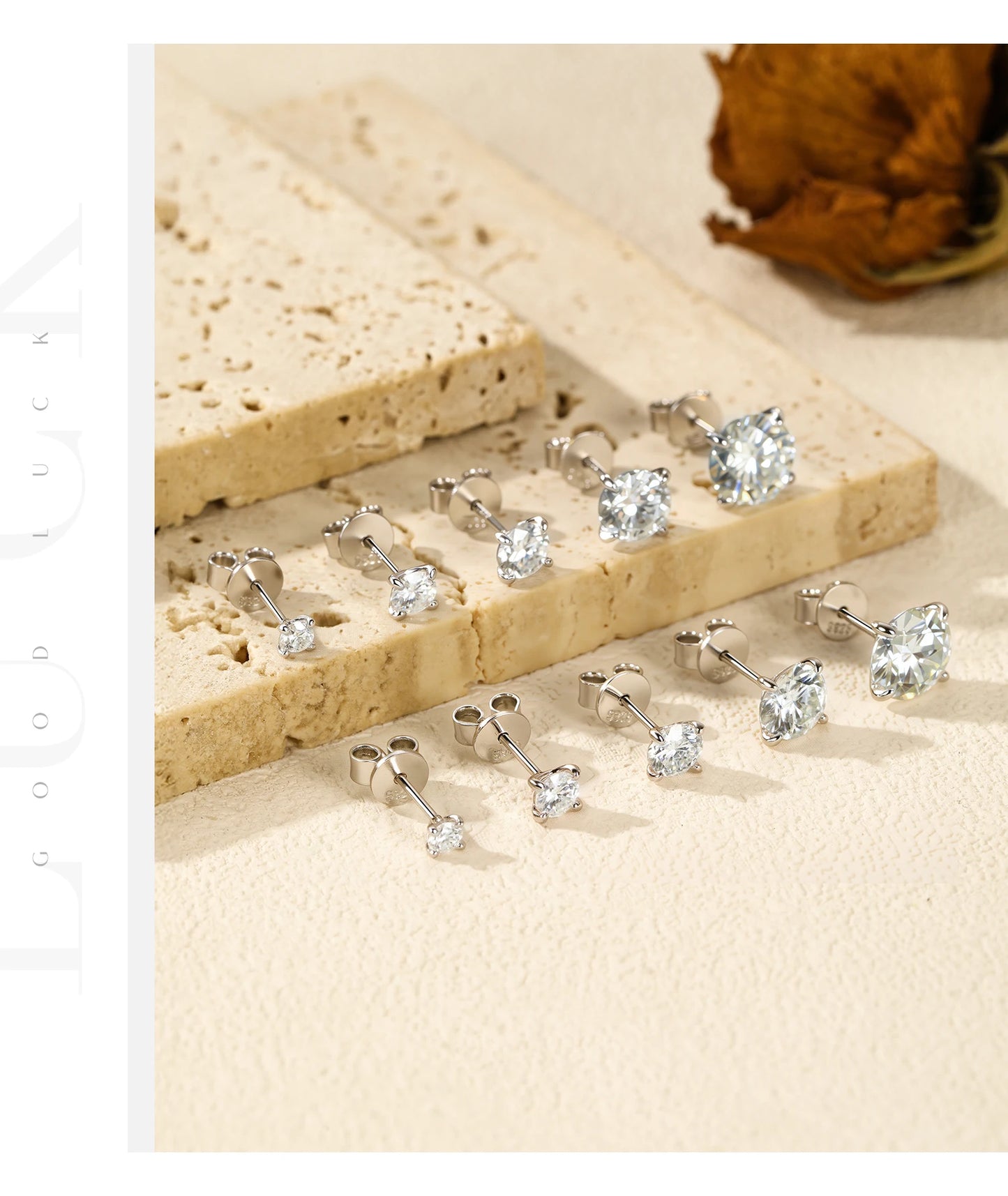 MODIAN 5 Sizes D Color Moissanite Earrings 925 Sterling Silver Sparkling Luxury Stud Earrings For Women Wedding Fine Jewelry