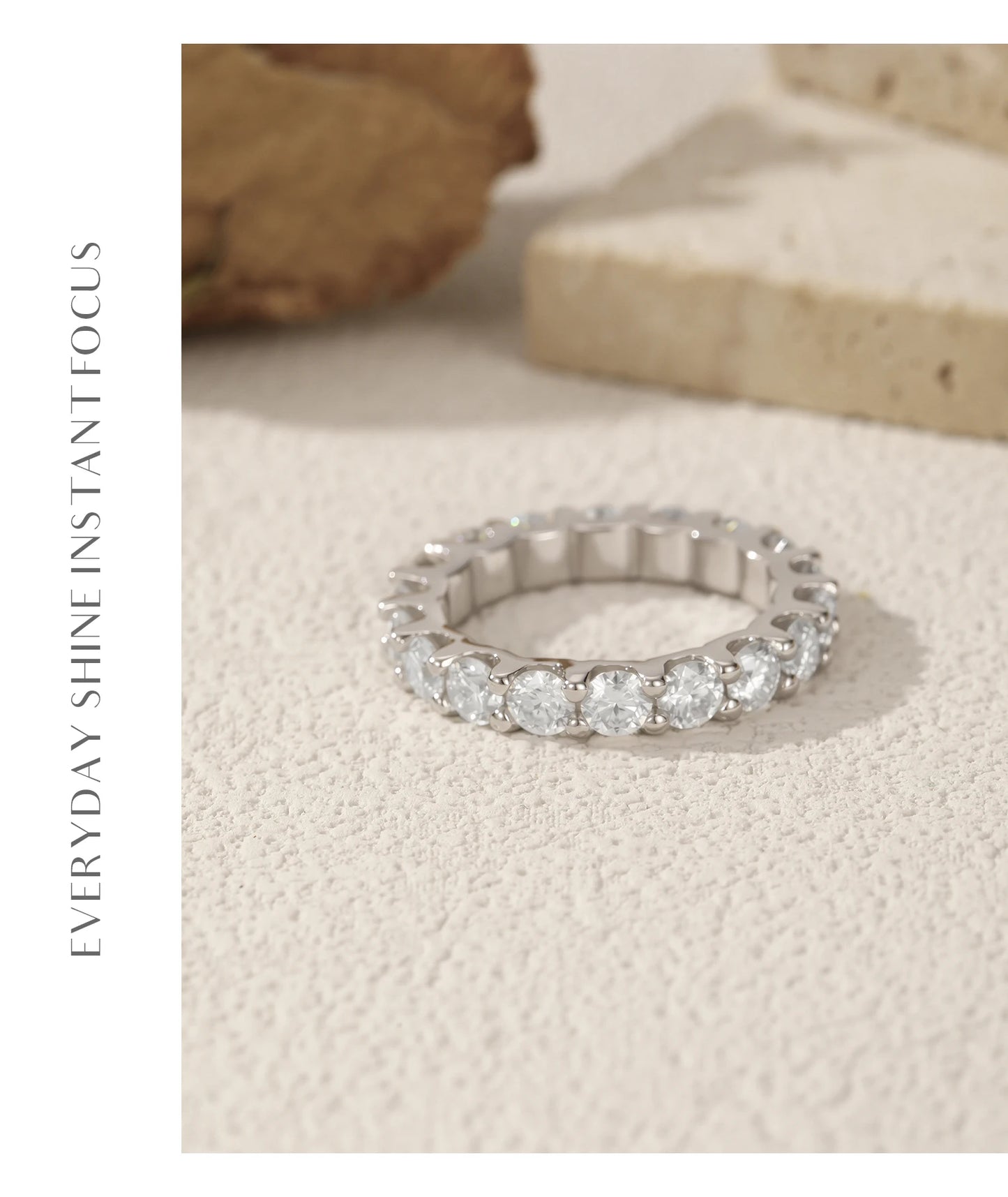 MODIAN D Color Moissanite Dazzling Ring 925 Sterling Silver Luxury Round Eternity Band Rings For Women Wedding Fine Jewelry Gift