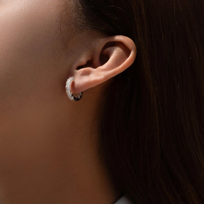 MODIAN D Color Round Moissanite Ear Buckle 925 Sterling Silver Classic Simple Hoop Earrings For Women Party Fine Jewelry Gifts