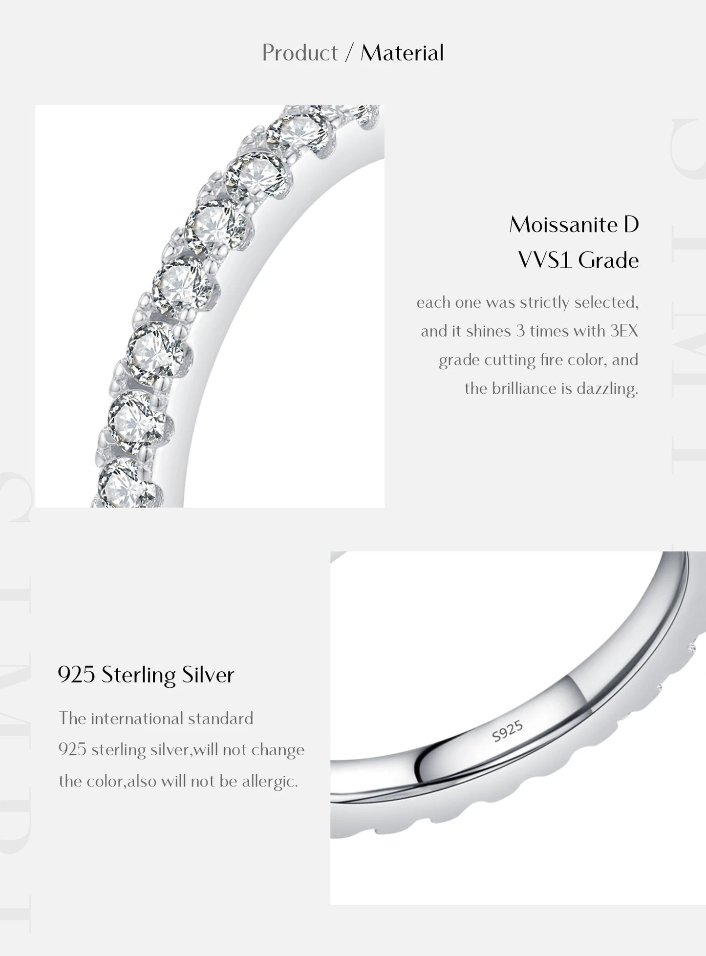 MODIAN Luxury D Color Moissanite Band Stackable Ring For Women Real 925 Sterling Silver Wedding Jewelry With Exquisite Box Gift