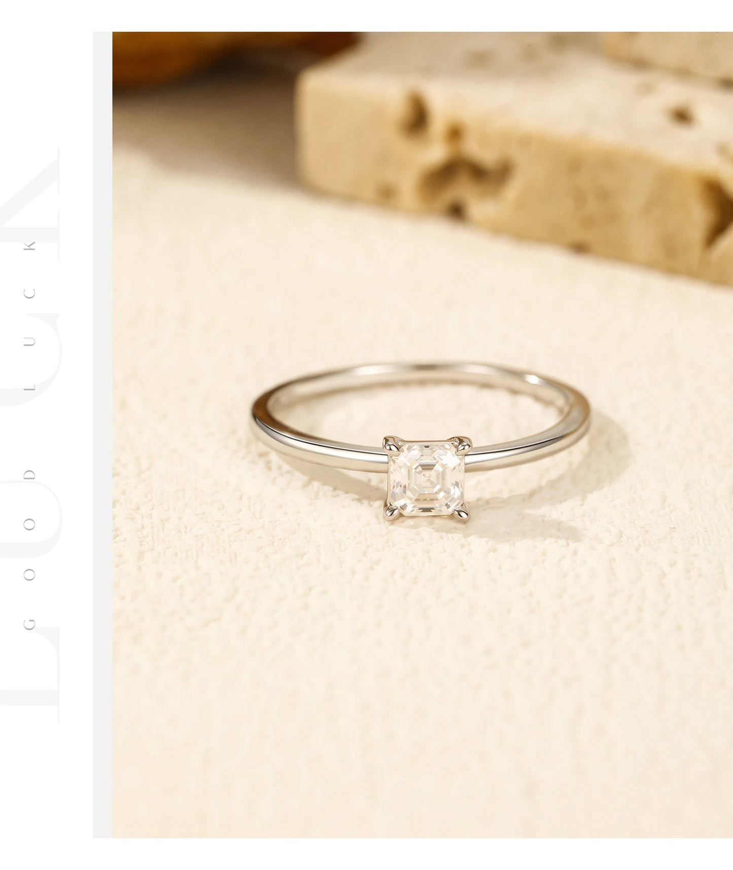MODIAN Emerald Cut D Color Square Moissanite 925 Sterling Silver Classic Finger Rings For Women Wedding Statement Jewelry