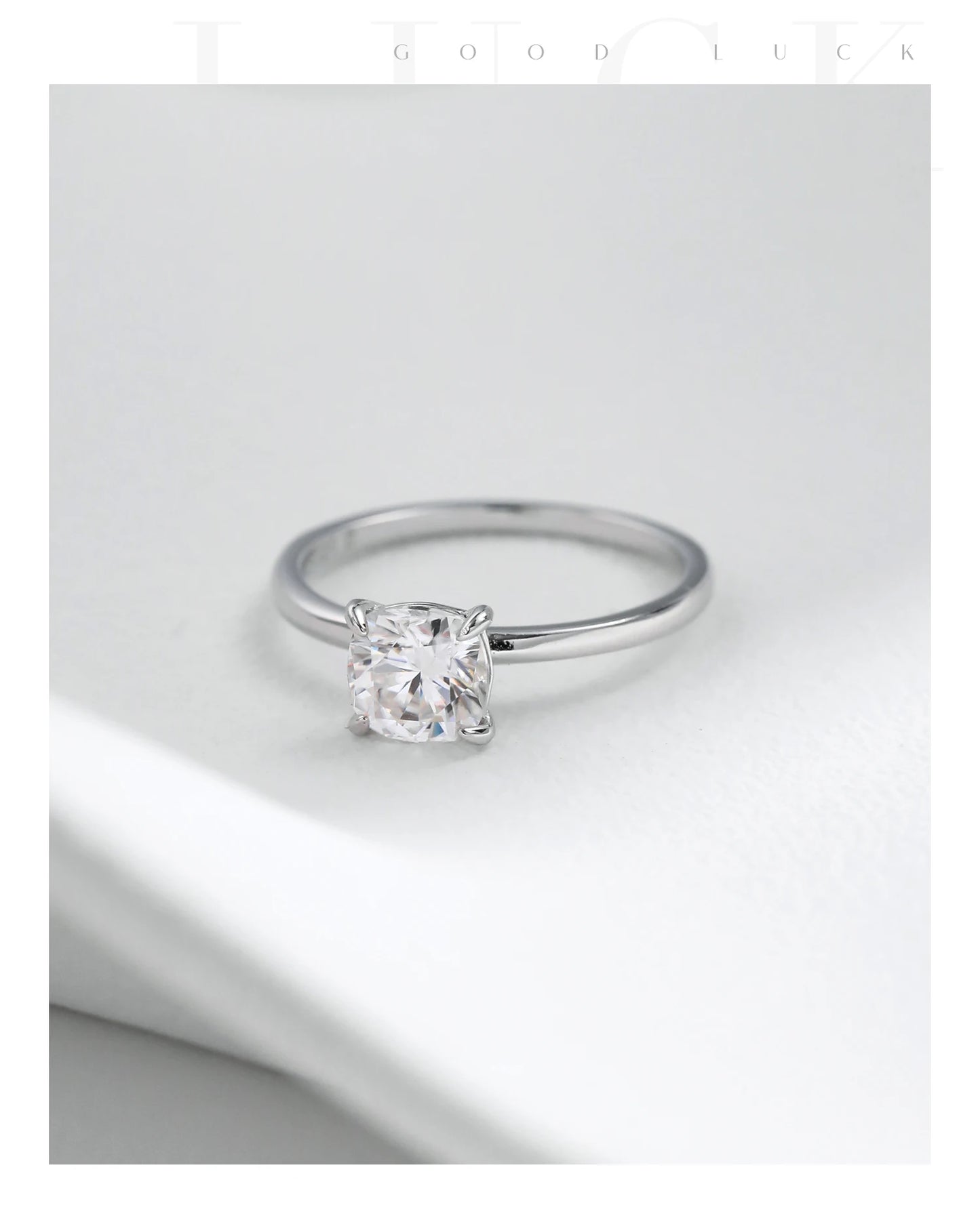 MODIAN 1CT Moissanite Ring Delicate Square Cushion Cut Lab Diamond Ring 925 Sterling Silver Wedding Statement Jewelry For Women